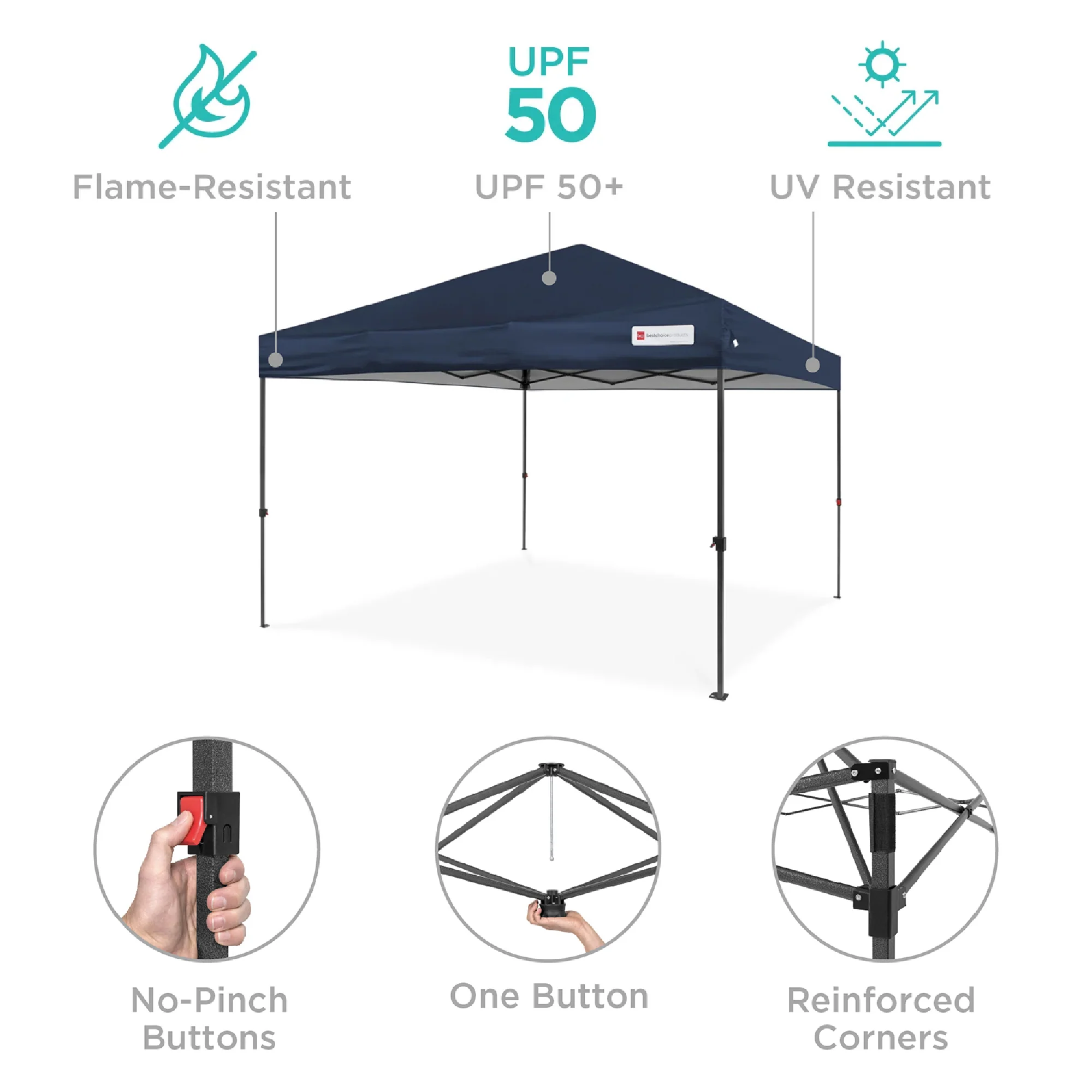 One-Person Setup Instant Pop Up Canopy w/ Case, 4 Weight Bags - 10x10ft - Image 40