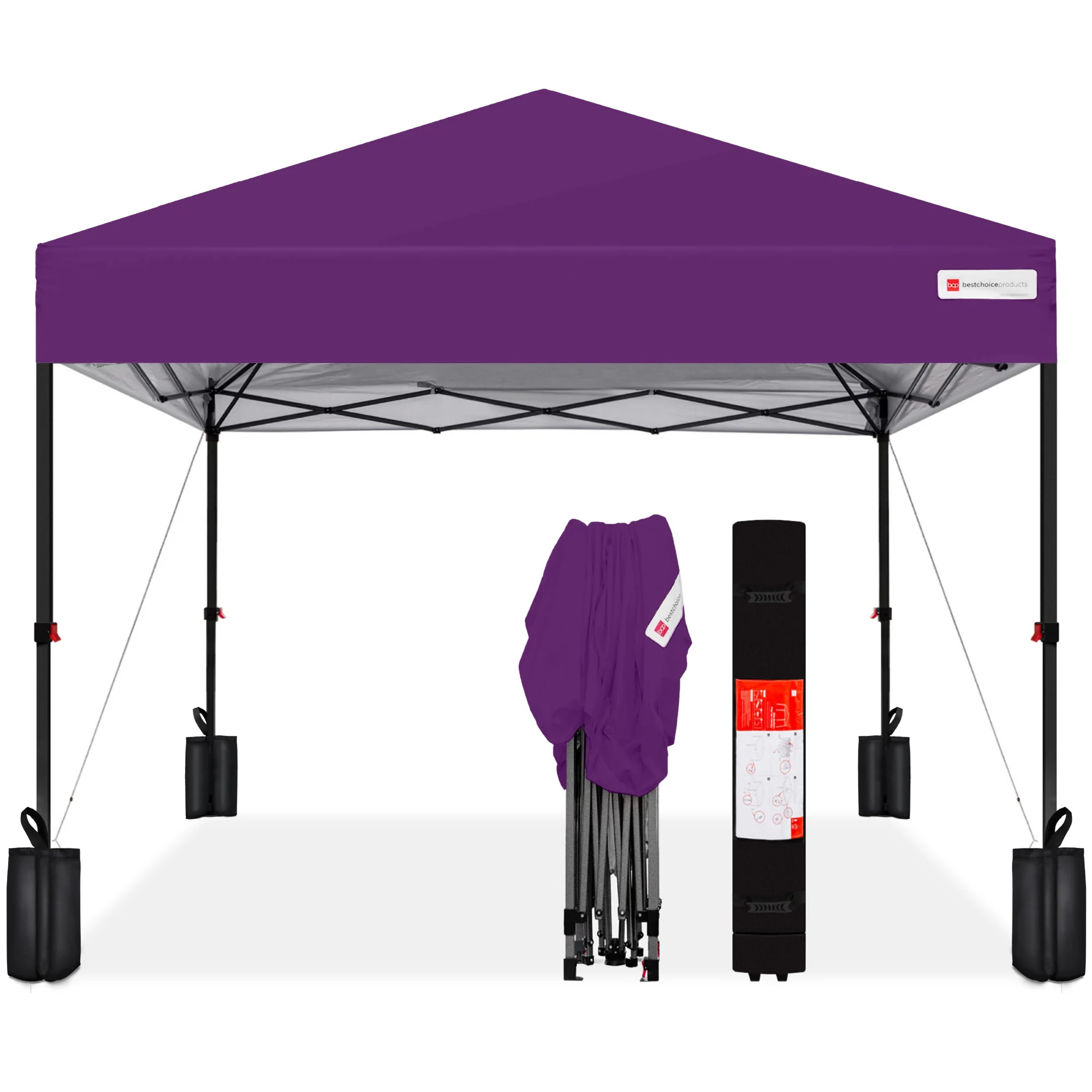 One-Person Setup Instant Pop Up Canopy w/ Case, 4 Weight Bags - 10x10ft - Image 49