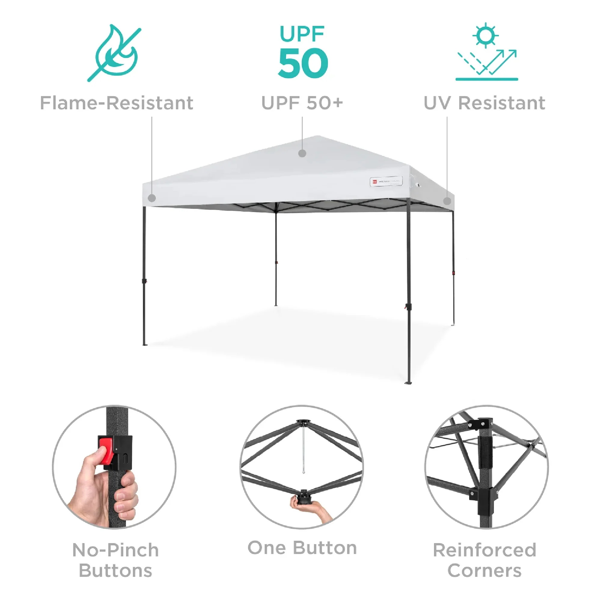 One-Person Setup Instant Pop Up Canopy w/ Case, 4 Weight Bags - 10x10ft - Image 60