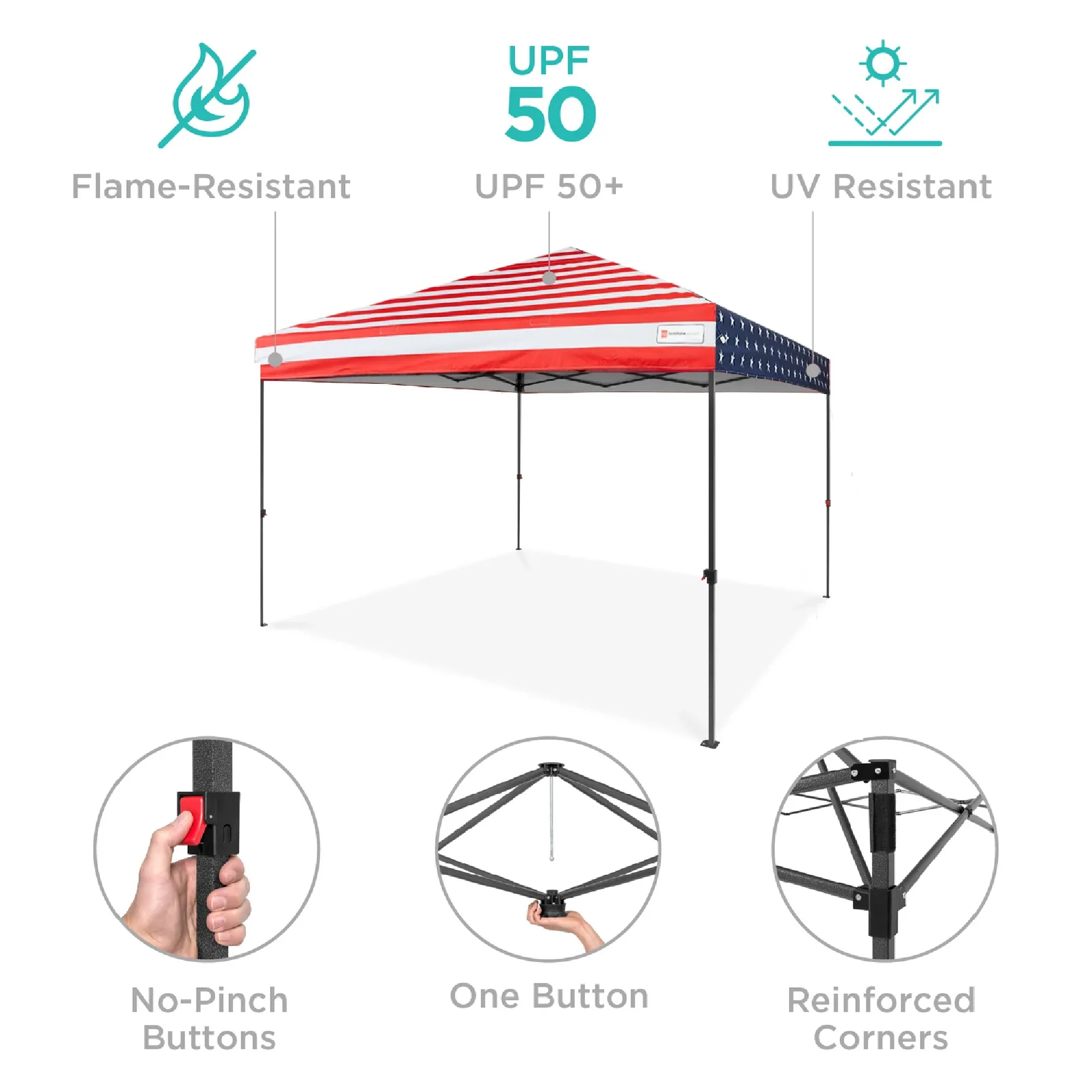 One-Person Setup Instant Pop Up Canopy w/ Case, 4 Weight Bags - 10x10ft - Image 64