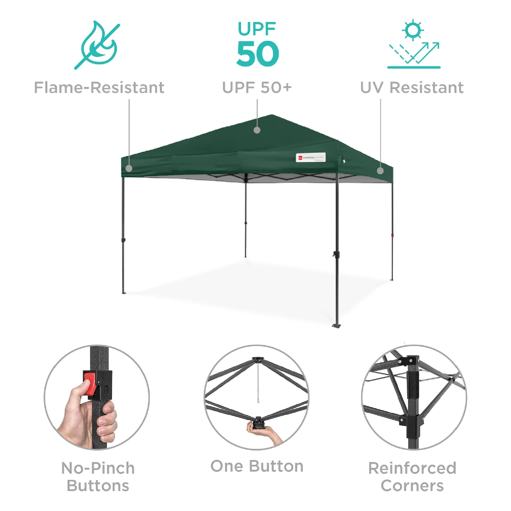 One-Person Setup Instant Pop Up Canopy w/ Case, 4 Weight Bags - 10x10ft - Image 80