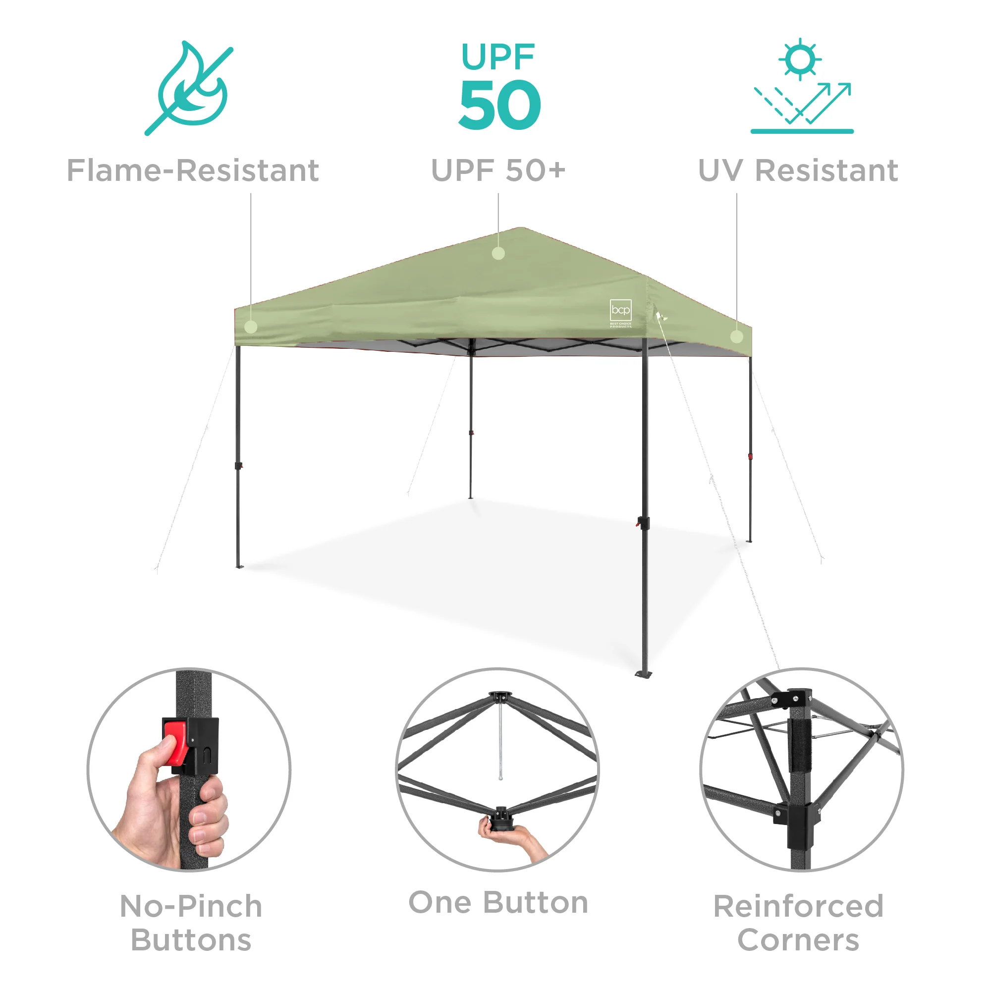 One-Person Setup Instant Pop Up Canopy w/ Case, 4 Weight Bags - 10x10ft - Image 92