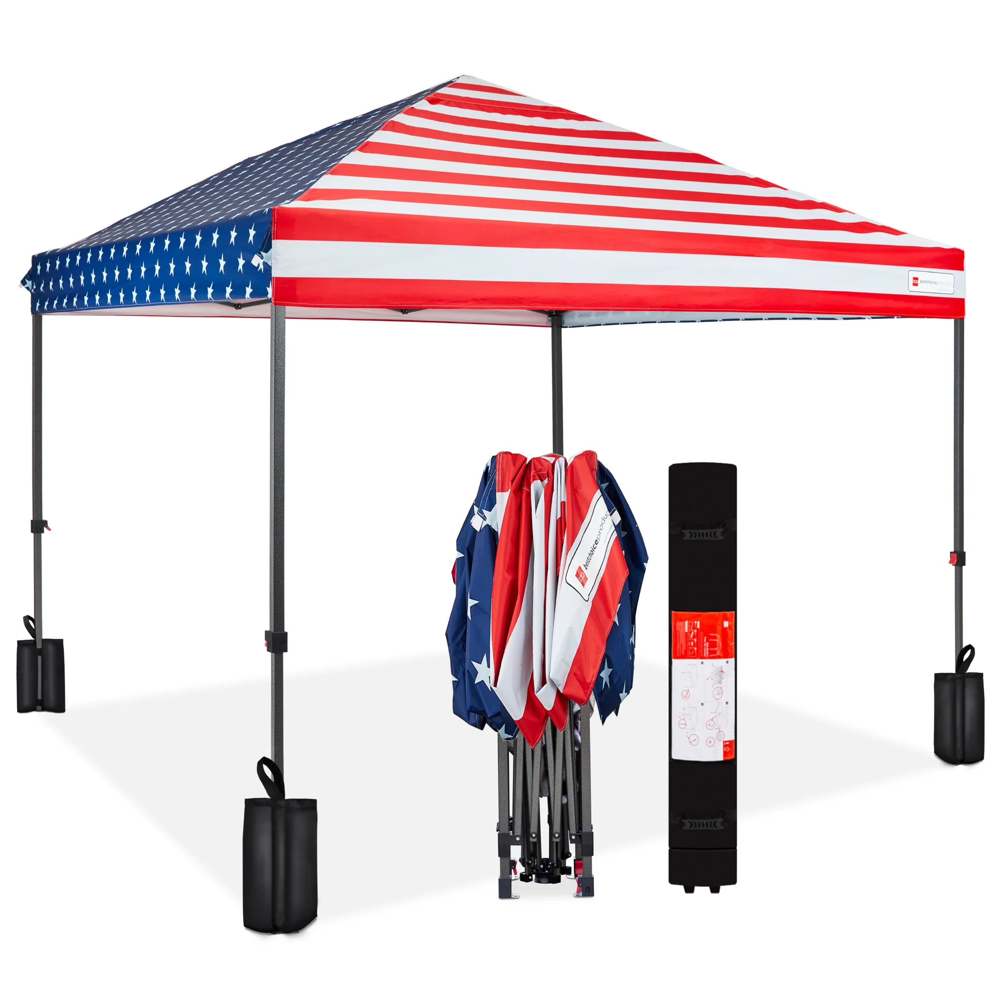 One-Person Setup Instant Pop Up Canopy w/ Case, 4 Weight Bags - 10x10ft - Image 93