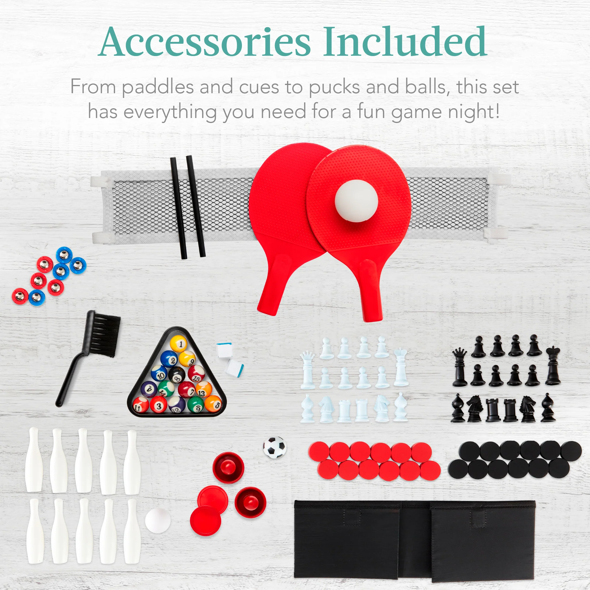 11-in-1 Combo Game Set w/ Ping Pong, Foosball, Air Hockey, 5 Storage Bags - Image 15