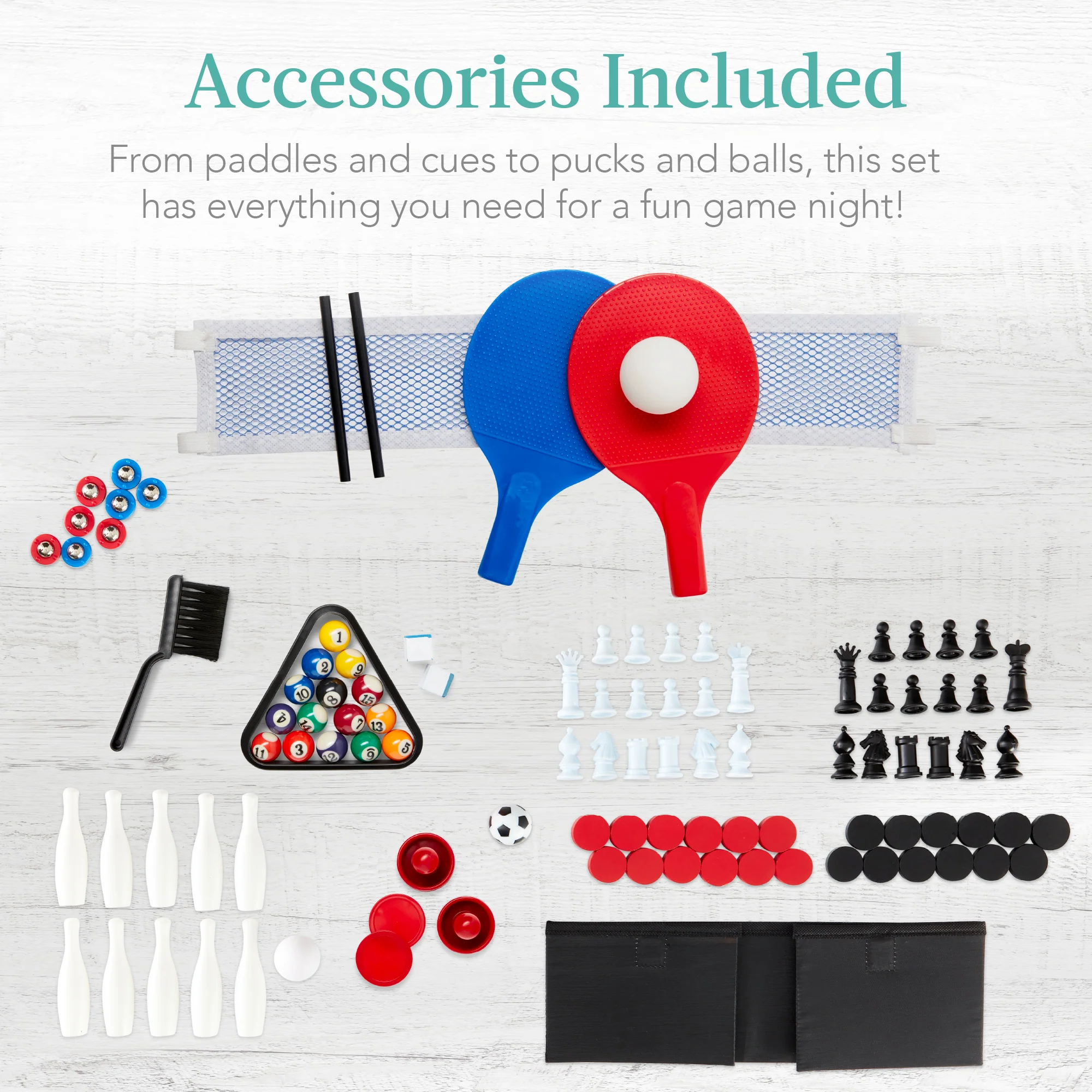 11-in-1 Combo Game Set w/ Ping Pong, Foosball, Air Hockey, 5 Storage Bags - Image 23