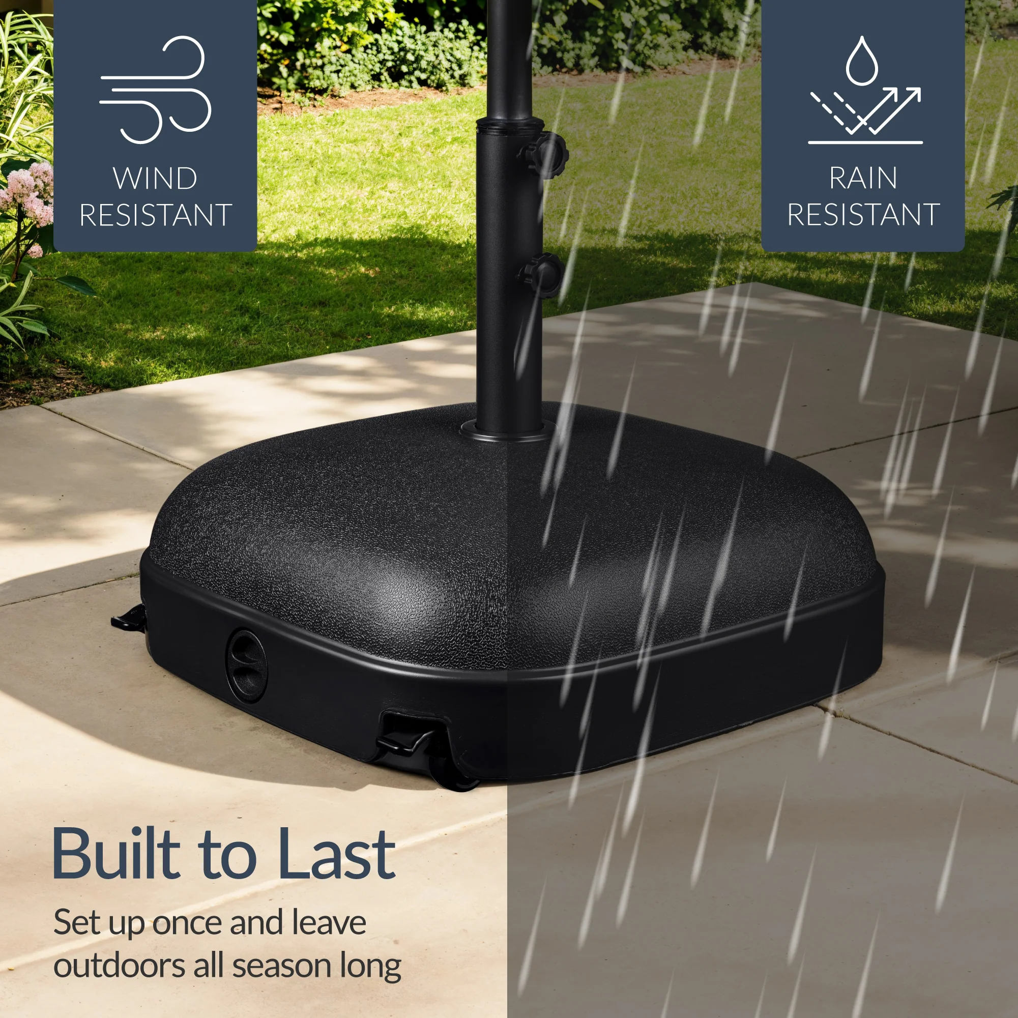 123lb Capacity Fillable Mobile Umbrella Base w/ 4 wheels - Dome Square - Image 14