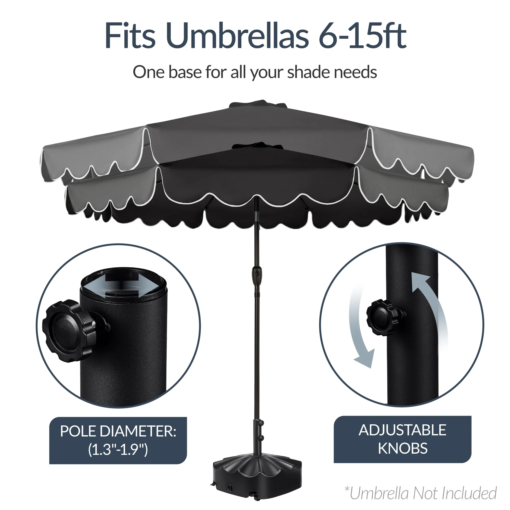 123lb Capacity Fillable Mobile Umbrella Base w/ 4 wheels - Wavy Design - Image 15