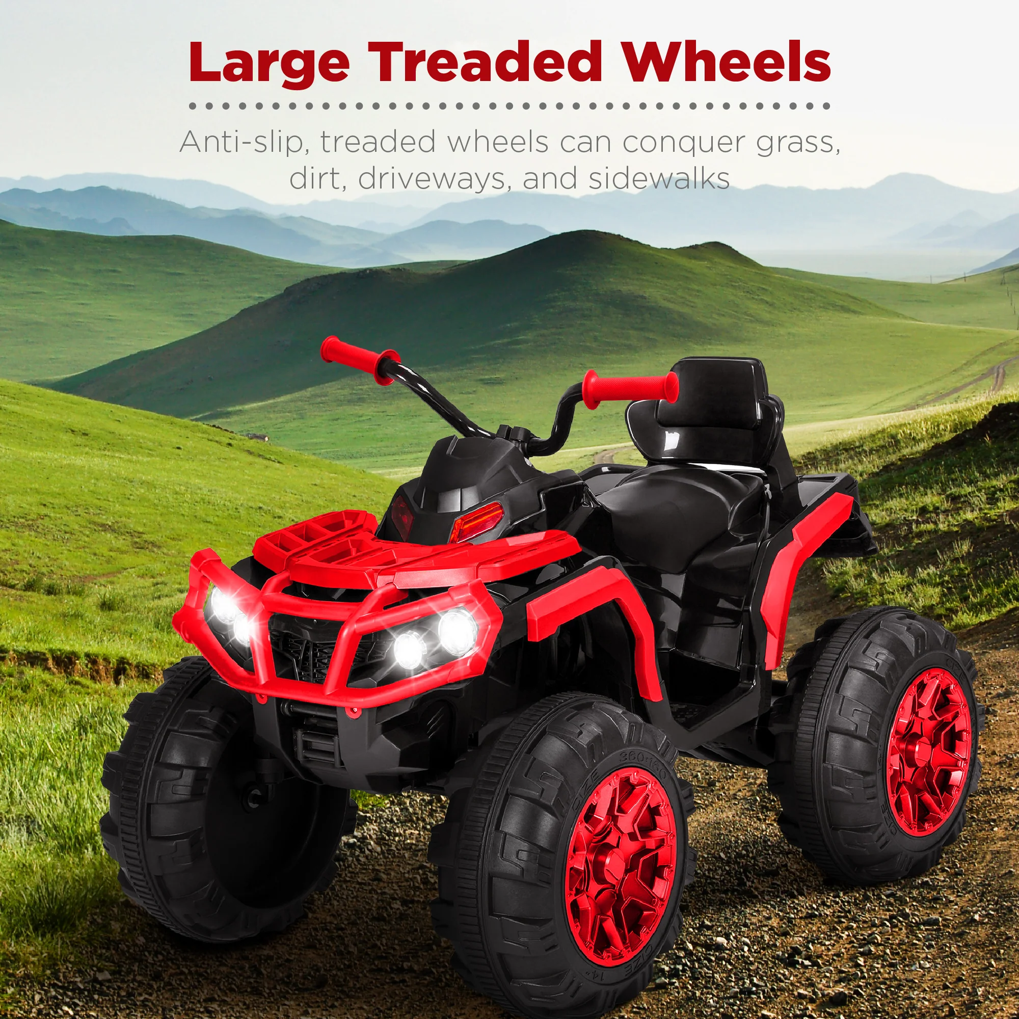 12V Kids Ride-On 4-Wheeler Quad ATV Car w/ 3.7mph Max, Bluetooth, Headlights - Image 10