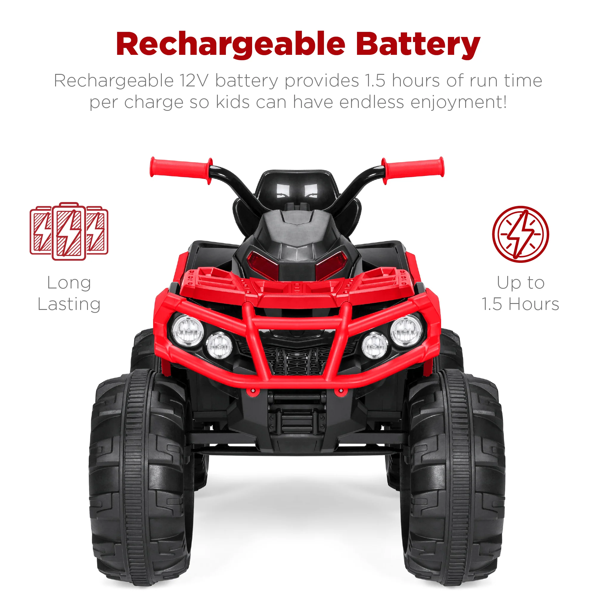 12V Kids Ride-On 4-Wheeler Quad ATV Car w/ 3.7mph Max, Bluetooth, Headlights - Image 13