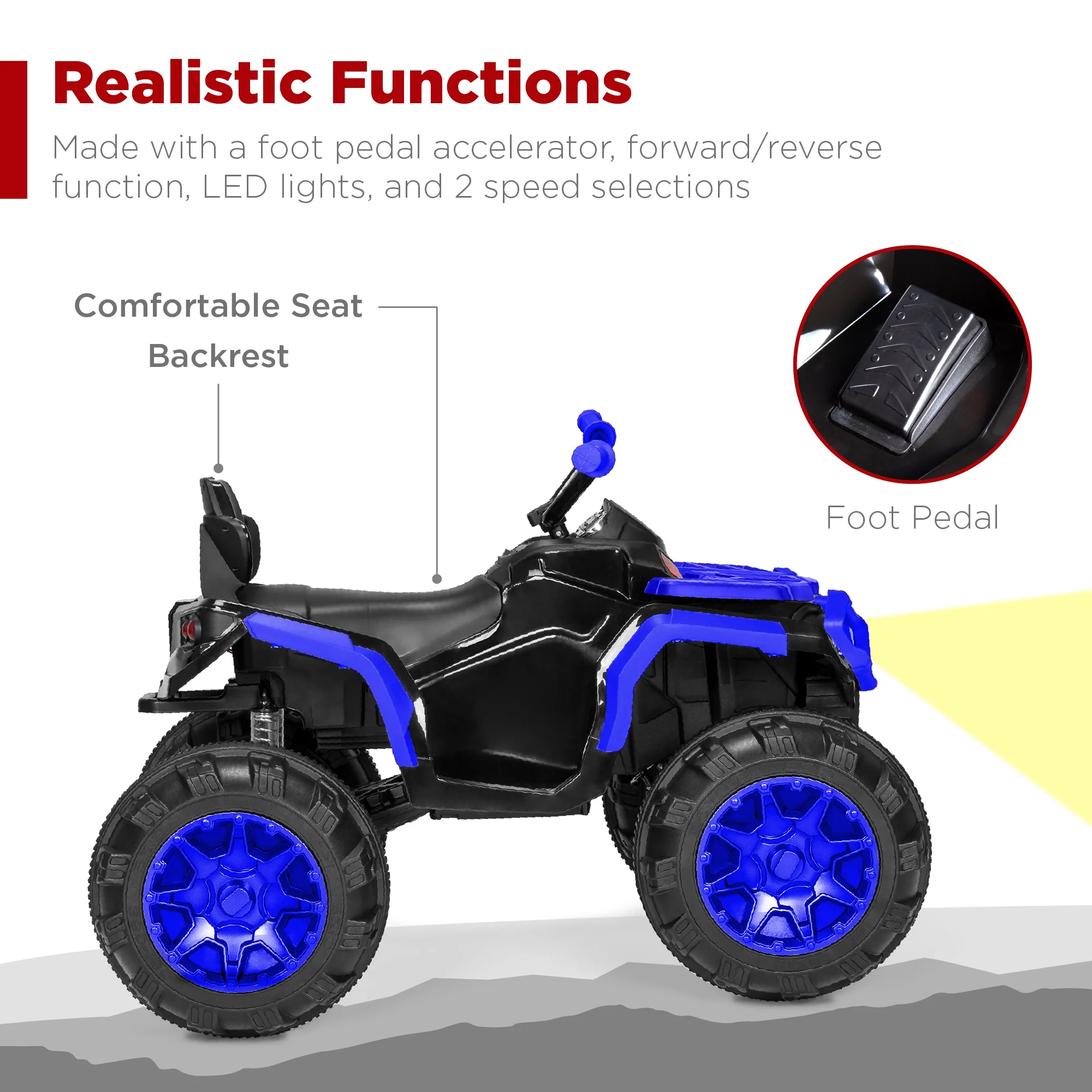12V Kids Ride-On 4-Wheeler Quad ATV Car w/ 3.7mph Max, Bluetooth, Headlights - Image 19