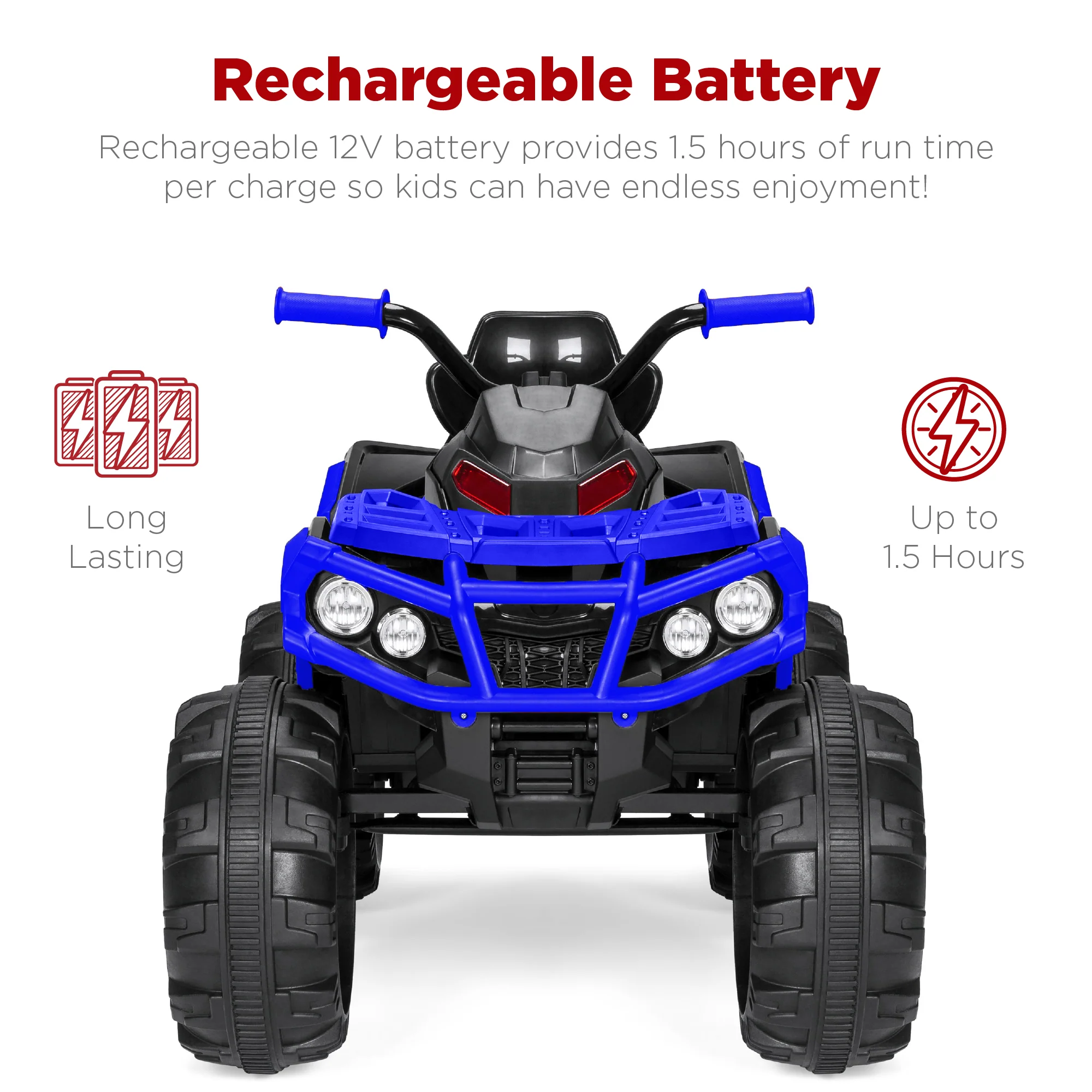 12V Kids Ride-On 4-Wheeler Quad ATV Car w/ 3.7mph Max, Bluetooth, Headlights - Image 20