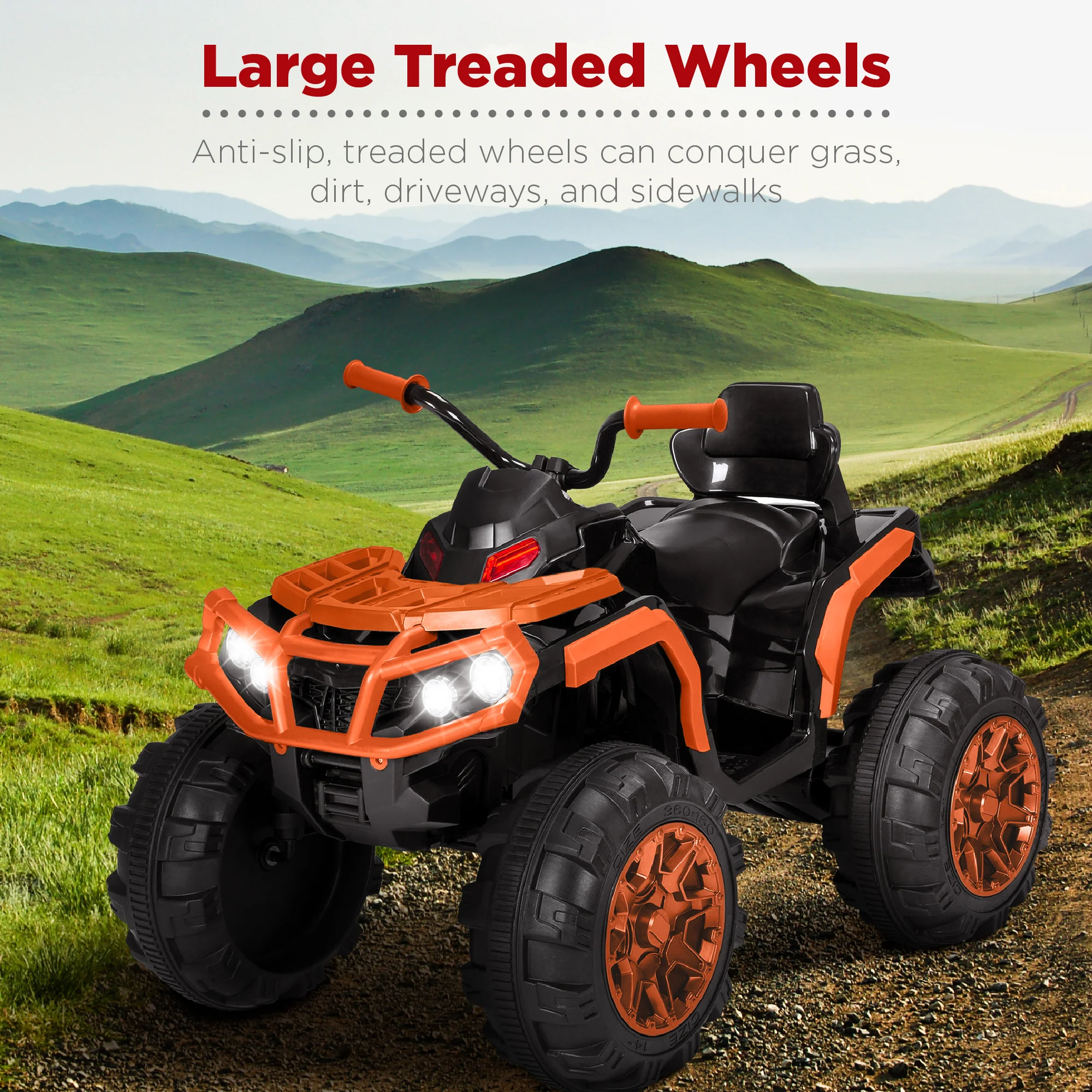 12V Kids Ride-On 4-Wheeler Quad ATV Car w/ 3.7mph Max, Bluetooth, Headlights - Image 24