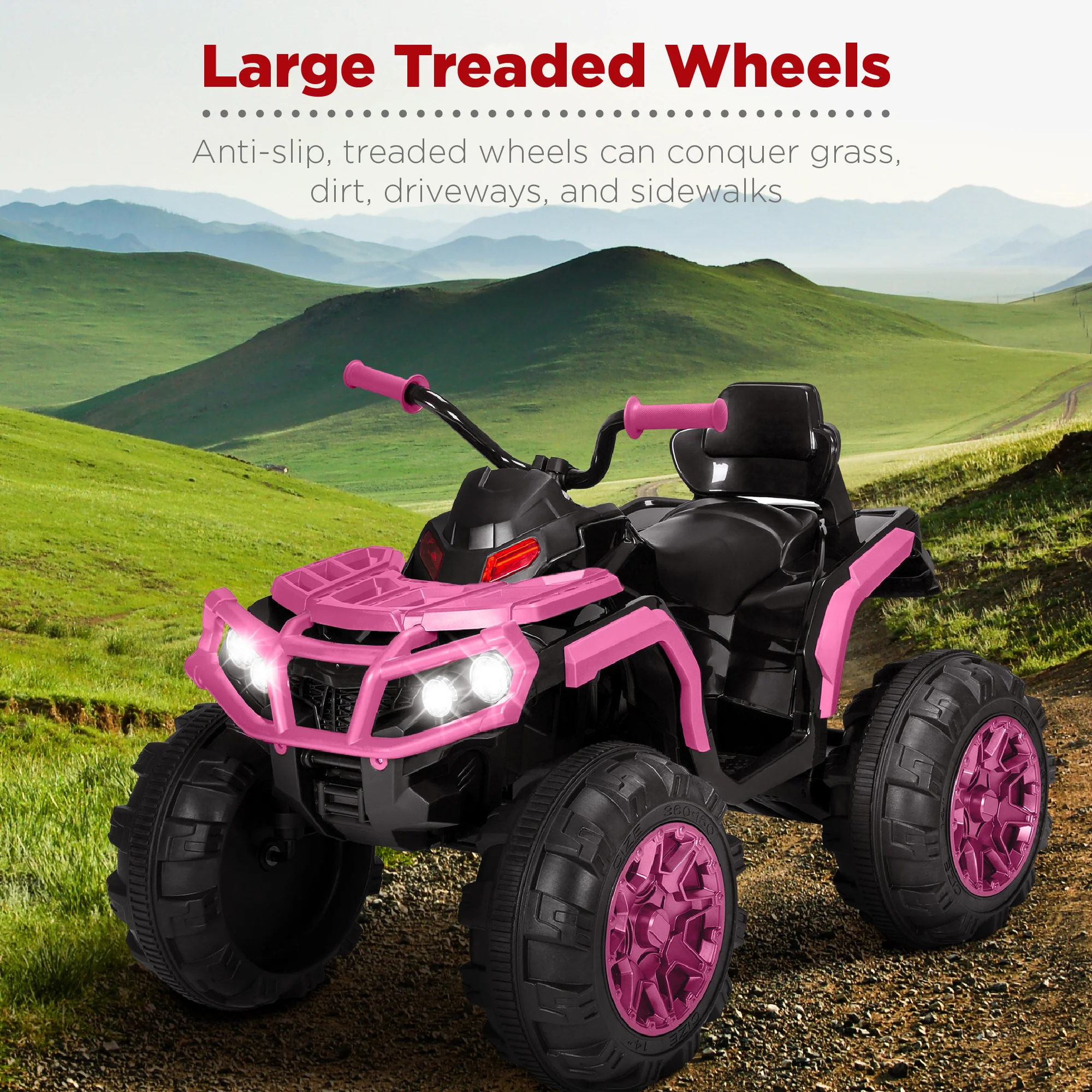 12V Kids Ride-On 4-Wheeler Quad ATV Car w/ 3.7mph Max, Bluetooth, Headlights - Image 3