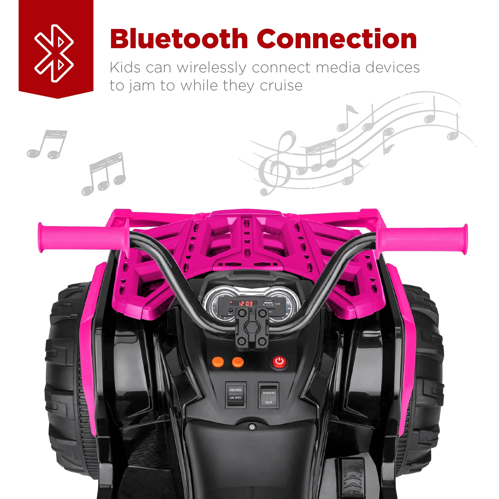 12V Kids Ride-On 4-Wheeler Quad ATV Car w/ 3.7mph Max, Bluetooth, Headlights - Image 32