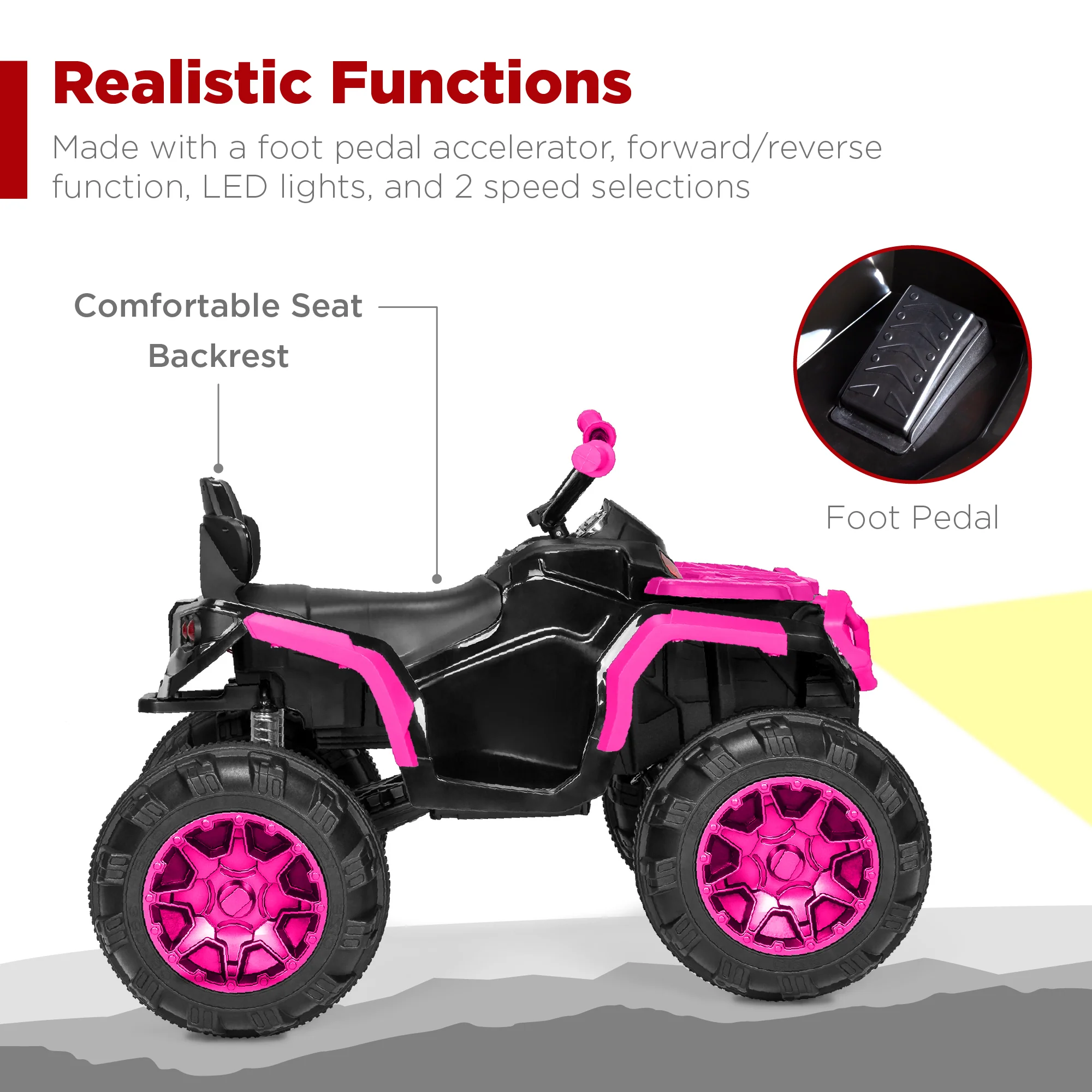 12V Kids Ride-On 4-Wheeler Quad ATV Car w/ 3.7mph Max, Bluetooth, Headlights - Image 33
