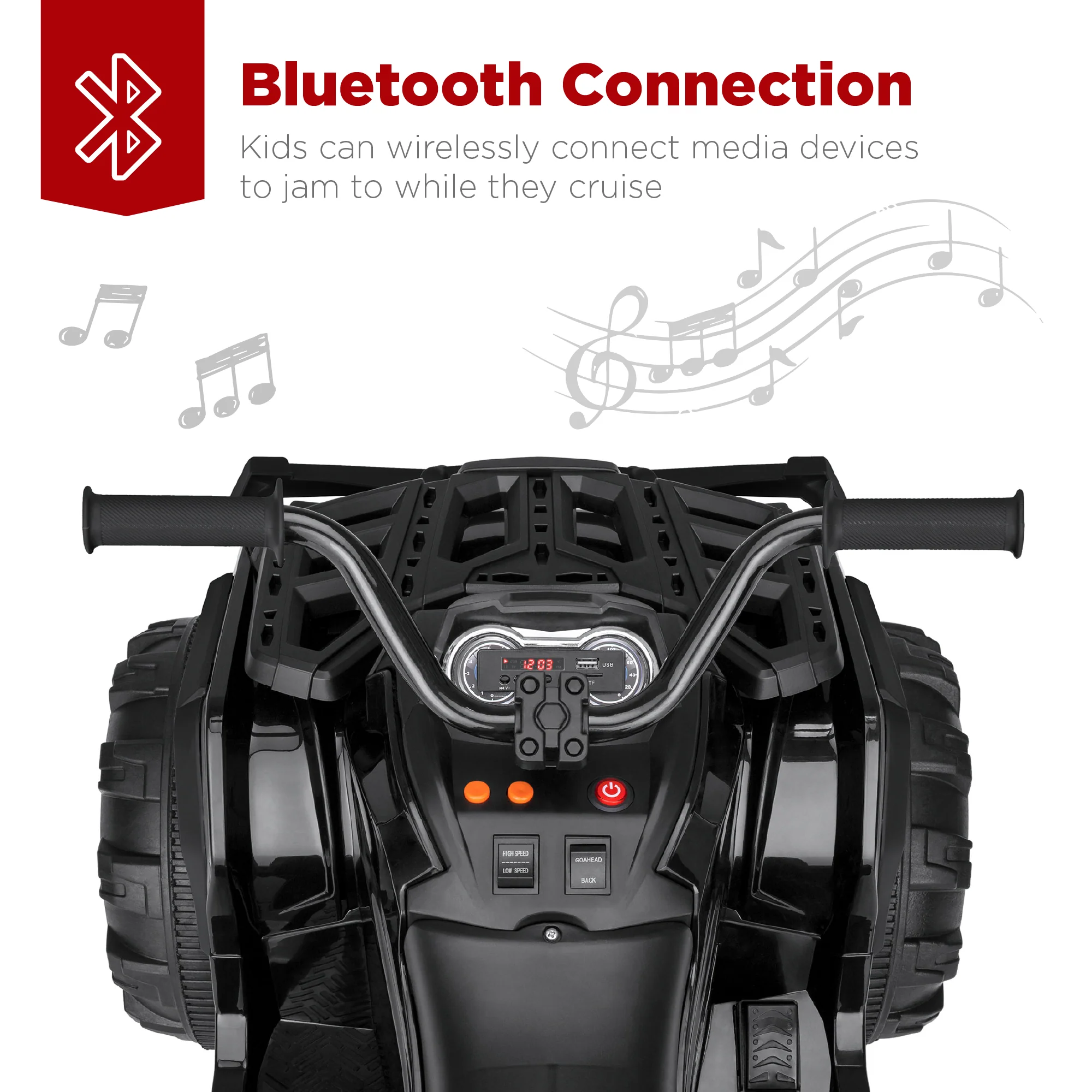 12V Kids Ride-On 4-Wheeler Quad ATV Car w/ 3.7mph Max, Bluetooth, Headlights - Image 39