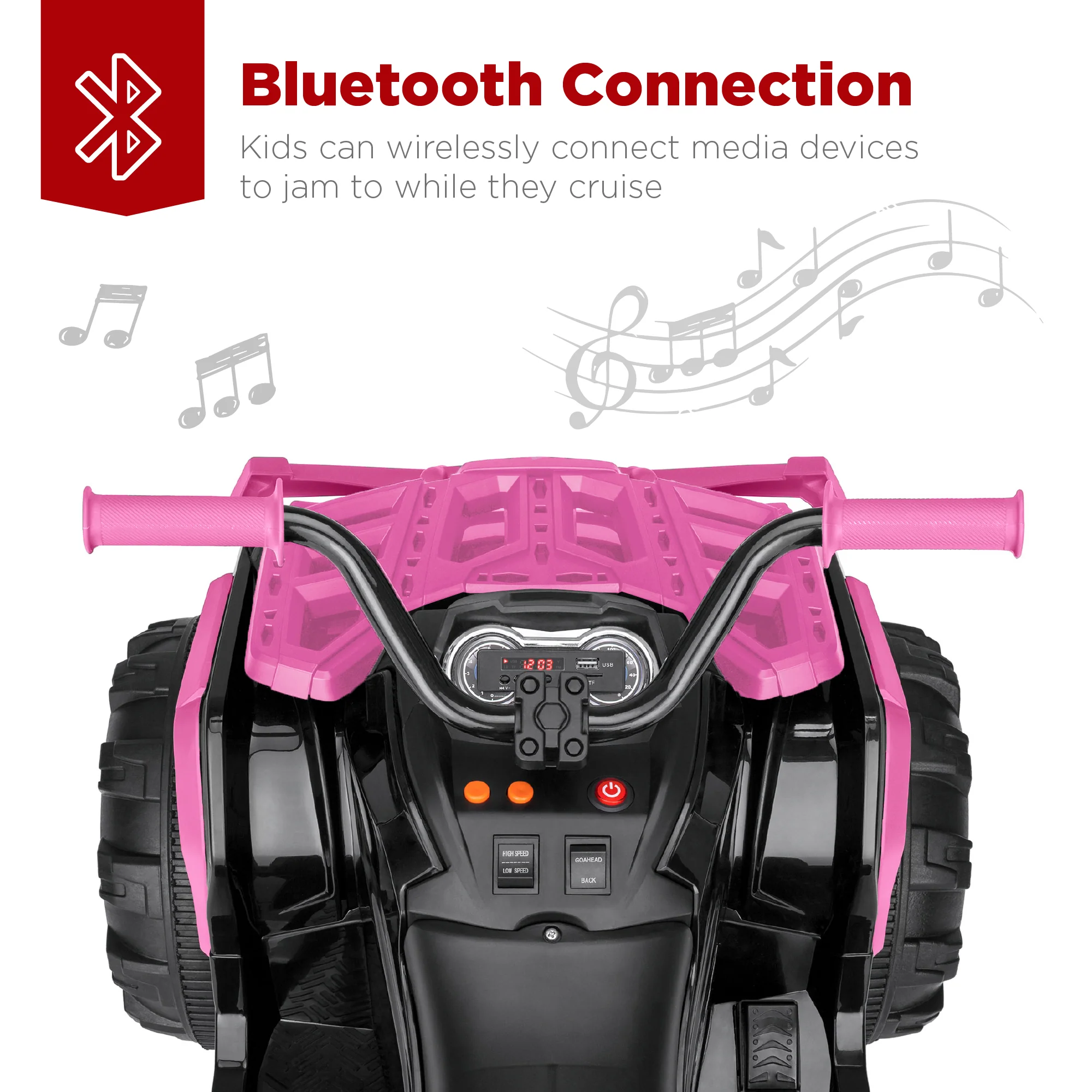 12V Kids Ride-On 4-Wheeler Quad ATV Car w/ 3.7mph Max, Bluetooth, Headlights - Image 4