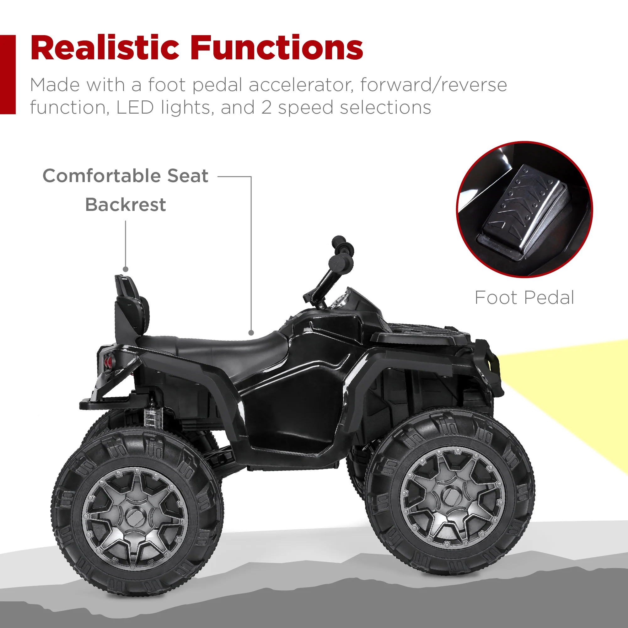 12V Kids Ride-On 4-Wheeler Quad ATV Car w/ 3.7mph Max, Bluetooth, Headlights - Image 40