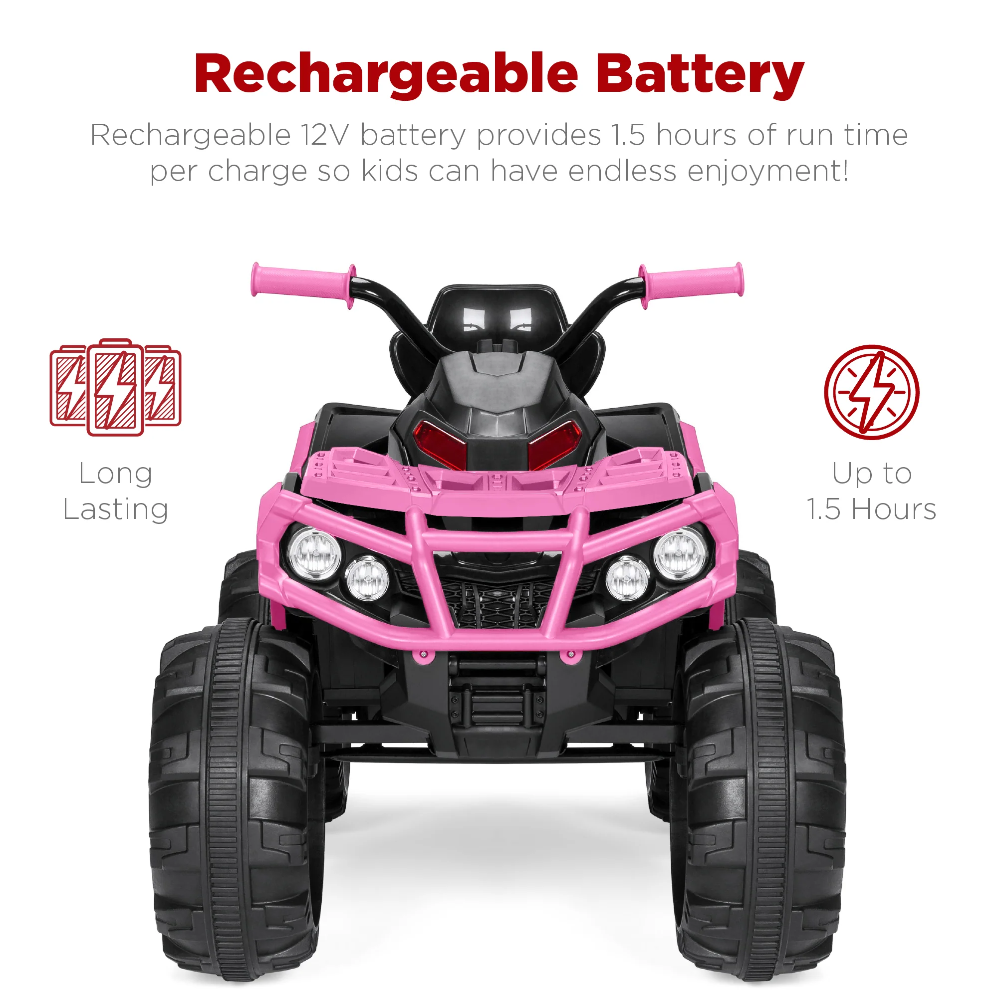 12V Kids Ride-On 4-Wheeler Quad ATV Car w/ 3.7mph Max, Bluetooth, Headlights - Image 6