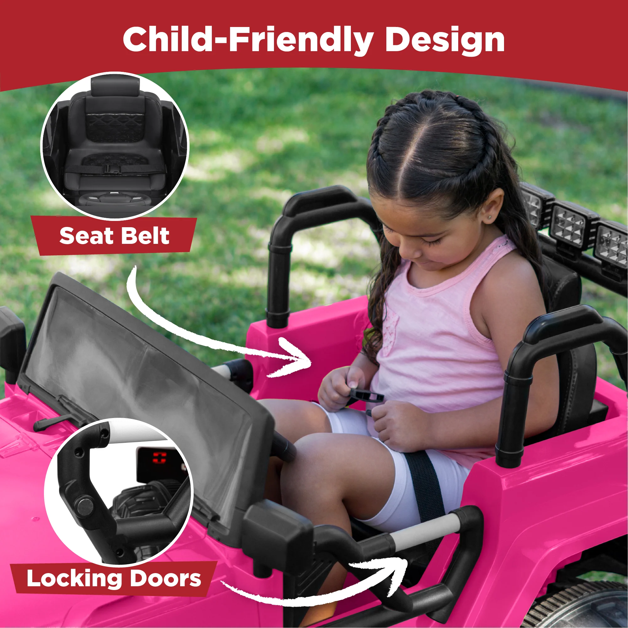 Jumbo 12V Kids Electric Ride On Car with Parent Remote, Seat Harness - Image 14