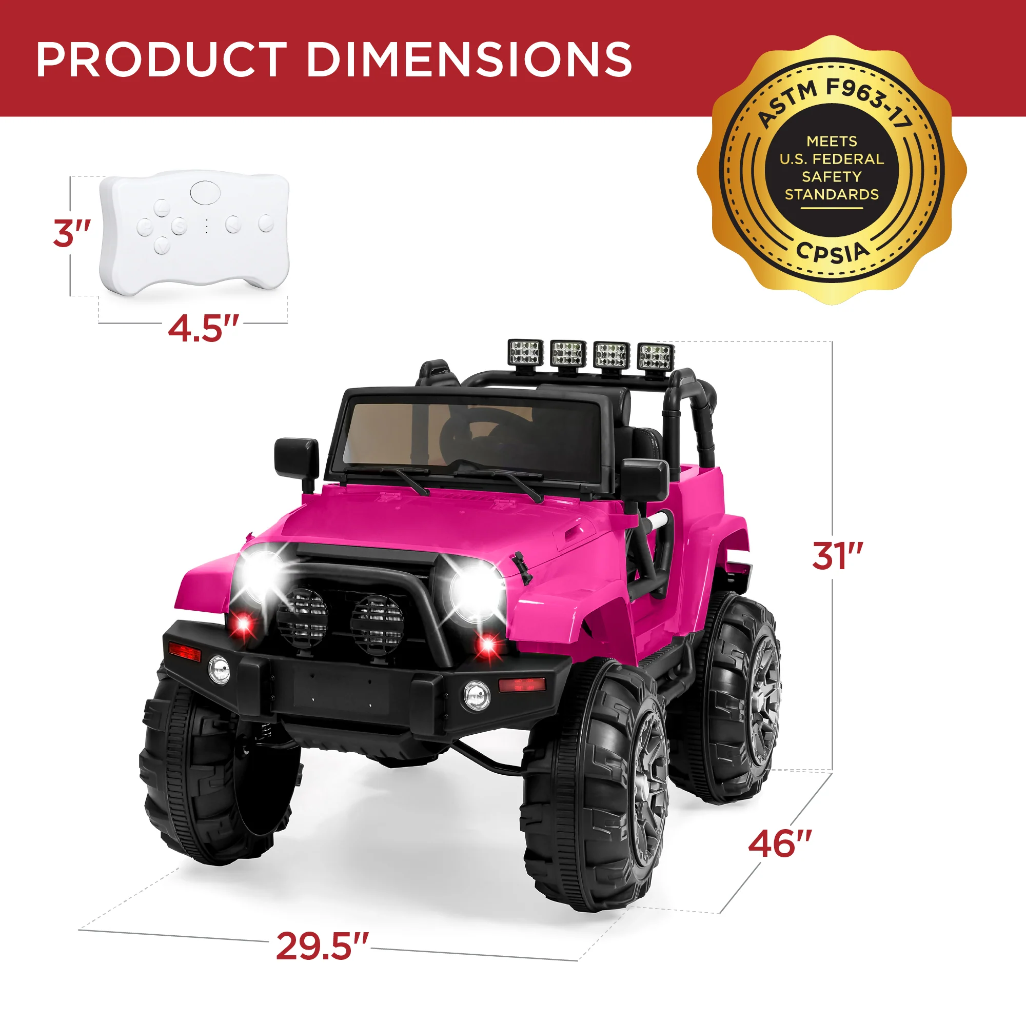 Jumbo 12V Kids Electric Ride On Car with Parent Remote, Seat Harness - Image 16