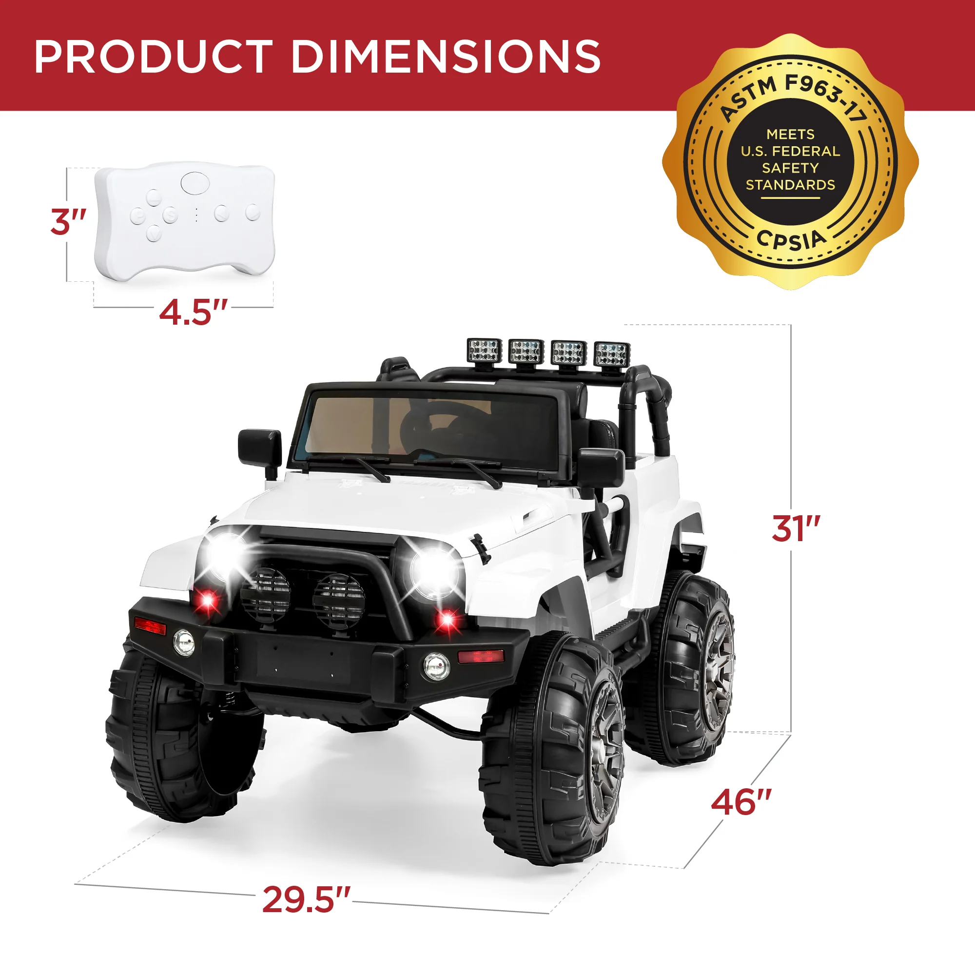 Jumbo 12V Kids Electric Ride On Car with Parent Remote, Seat Harness - Image 30