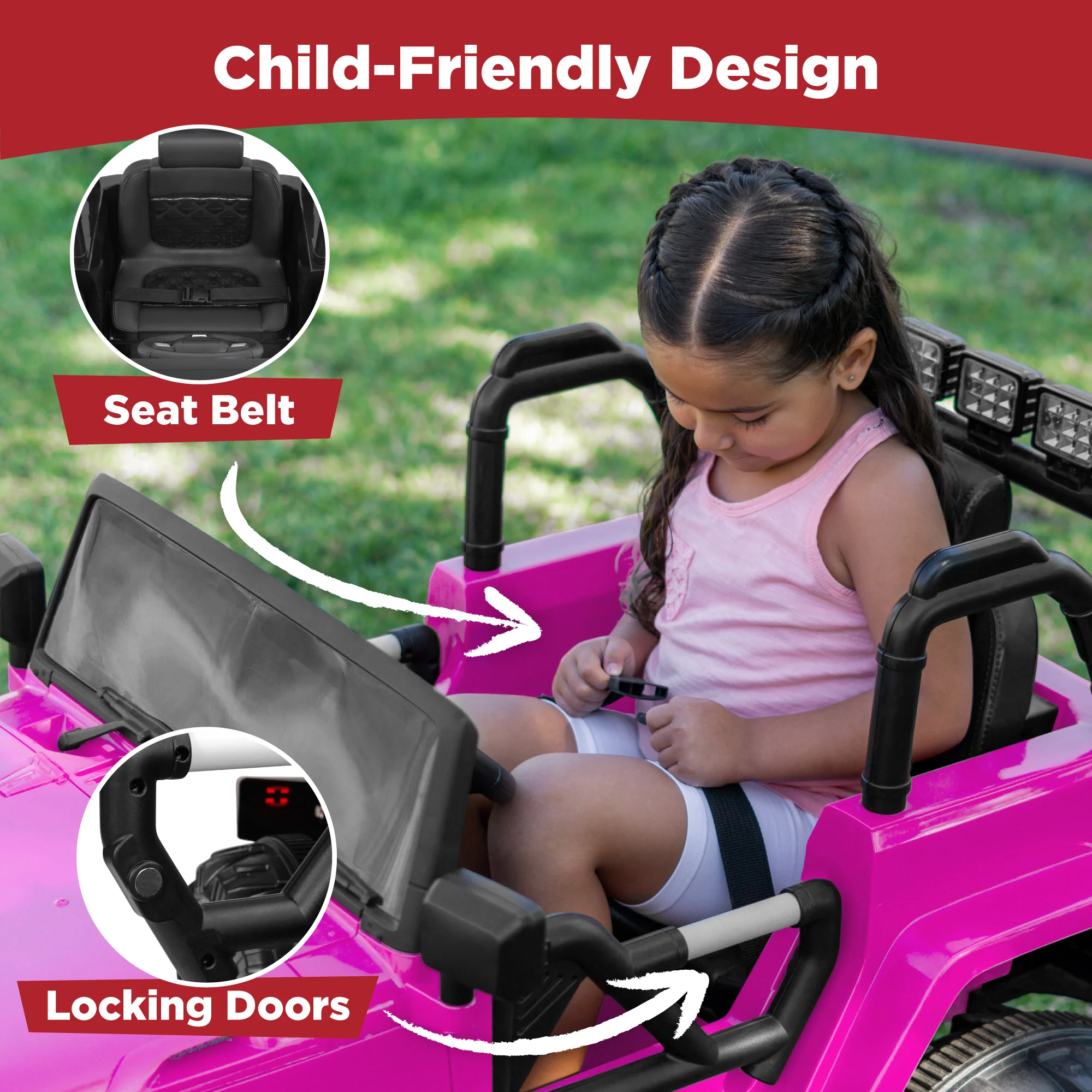 Jumbo 12V Kids Electric Ride On Car with Parent Remote, Seat Harness - Image 42