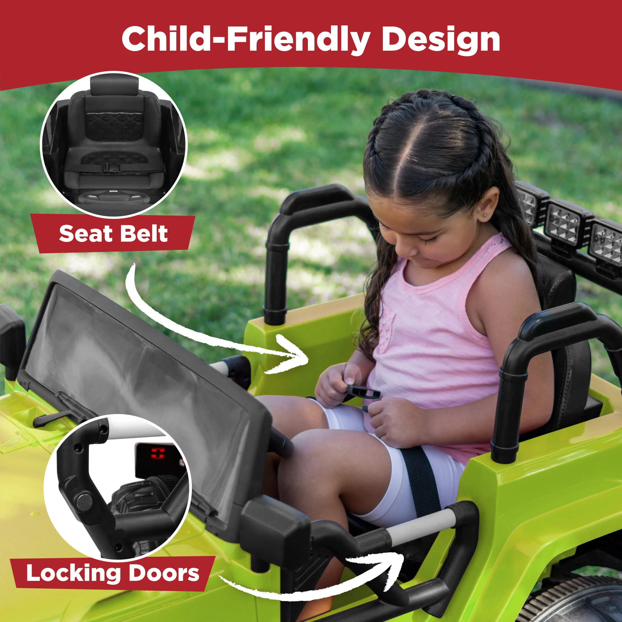 Jumbo 12V Kids Electric Ride On Car with Parent Remote, Seat Harness - Image 49