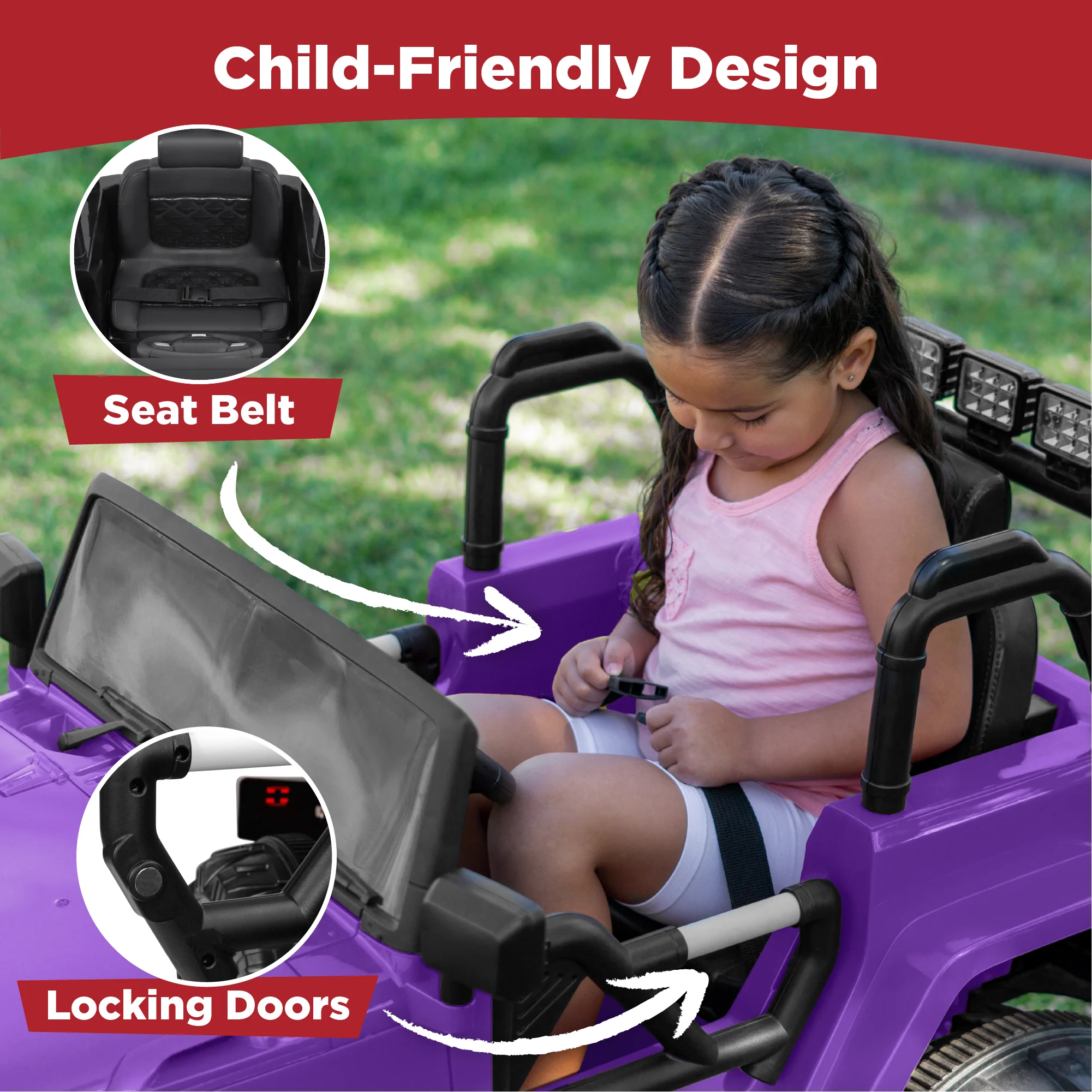 Jumbo 12V Kids Electric Ride On Car with Parent Remote, Seat Harness - Image 56