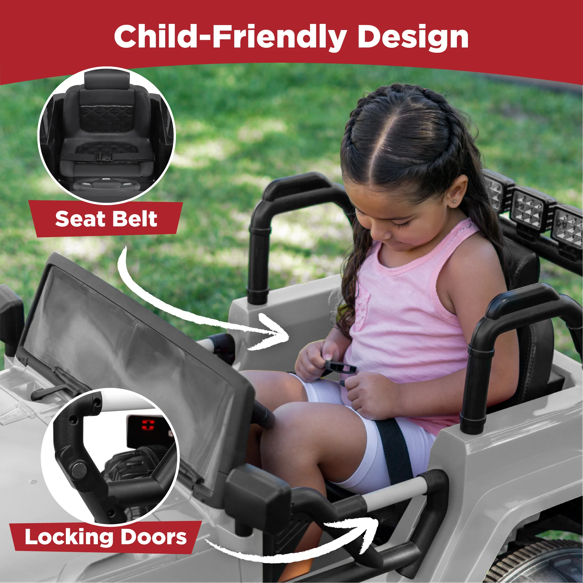 Jumbo 12V Kids Electric Ride On Car with Parent Remote, Seat Harness - Image 63