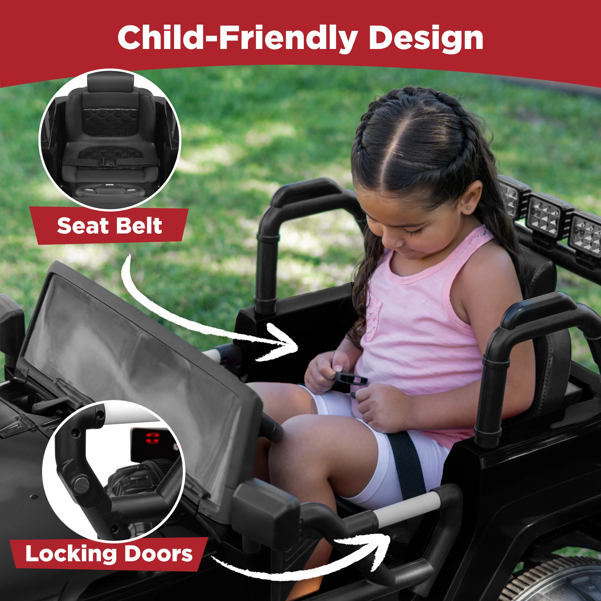 Jumbo 12V Kids Electric Ride On Car with Parent Remote, Seat Harness - Image 68