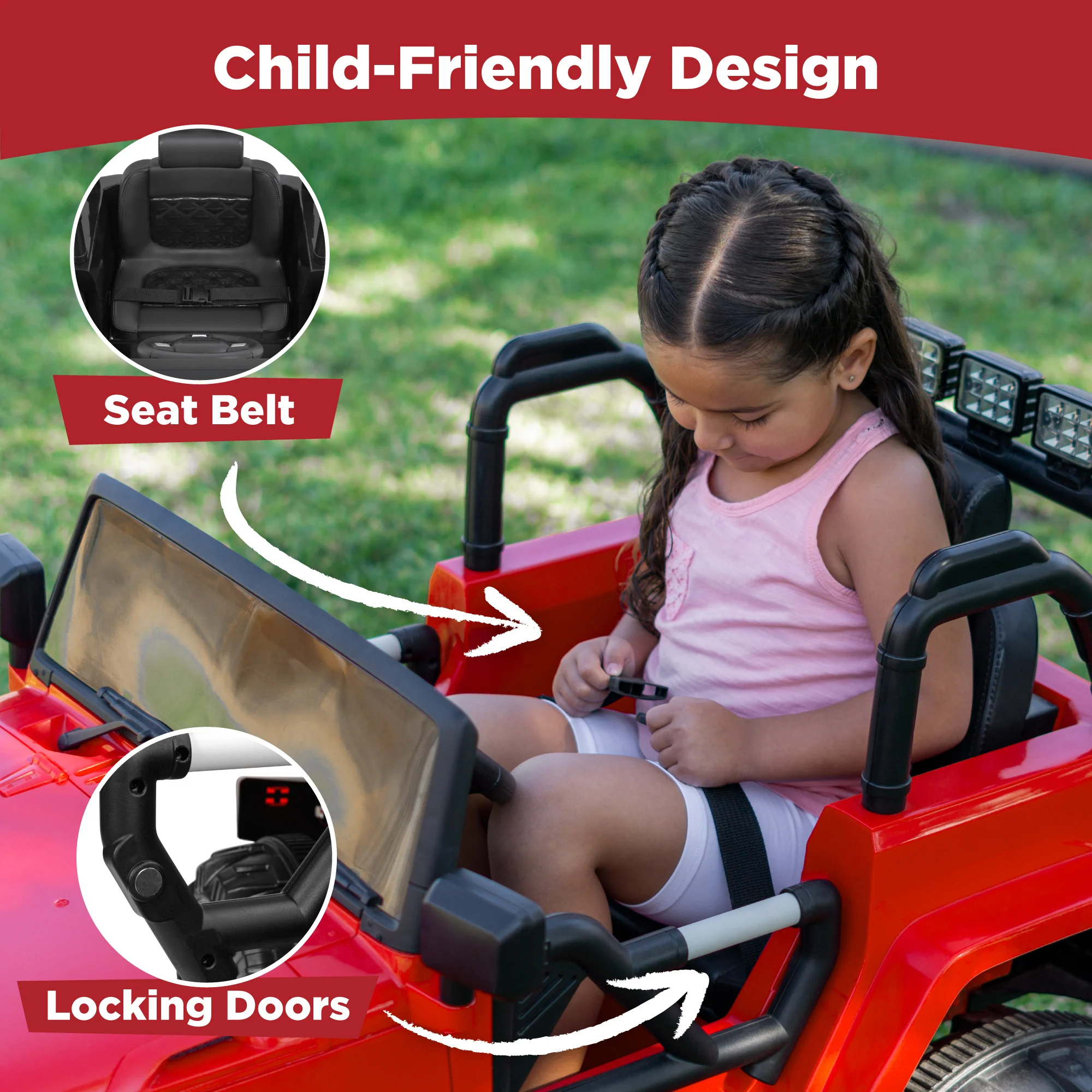 Jumbo 12V Kids Electric Ride On Car with Parent Remote, Seat Harness - Image 7