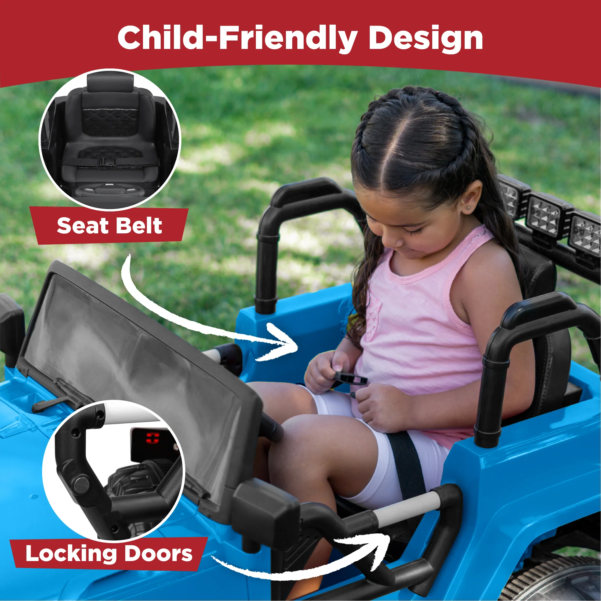 Jumbo 12V Kids Electric Ride On Car with Parent Remote, Seat Harness - Image 75