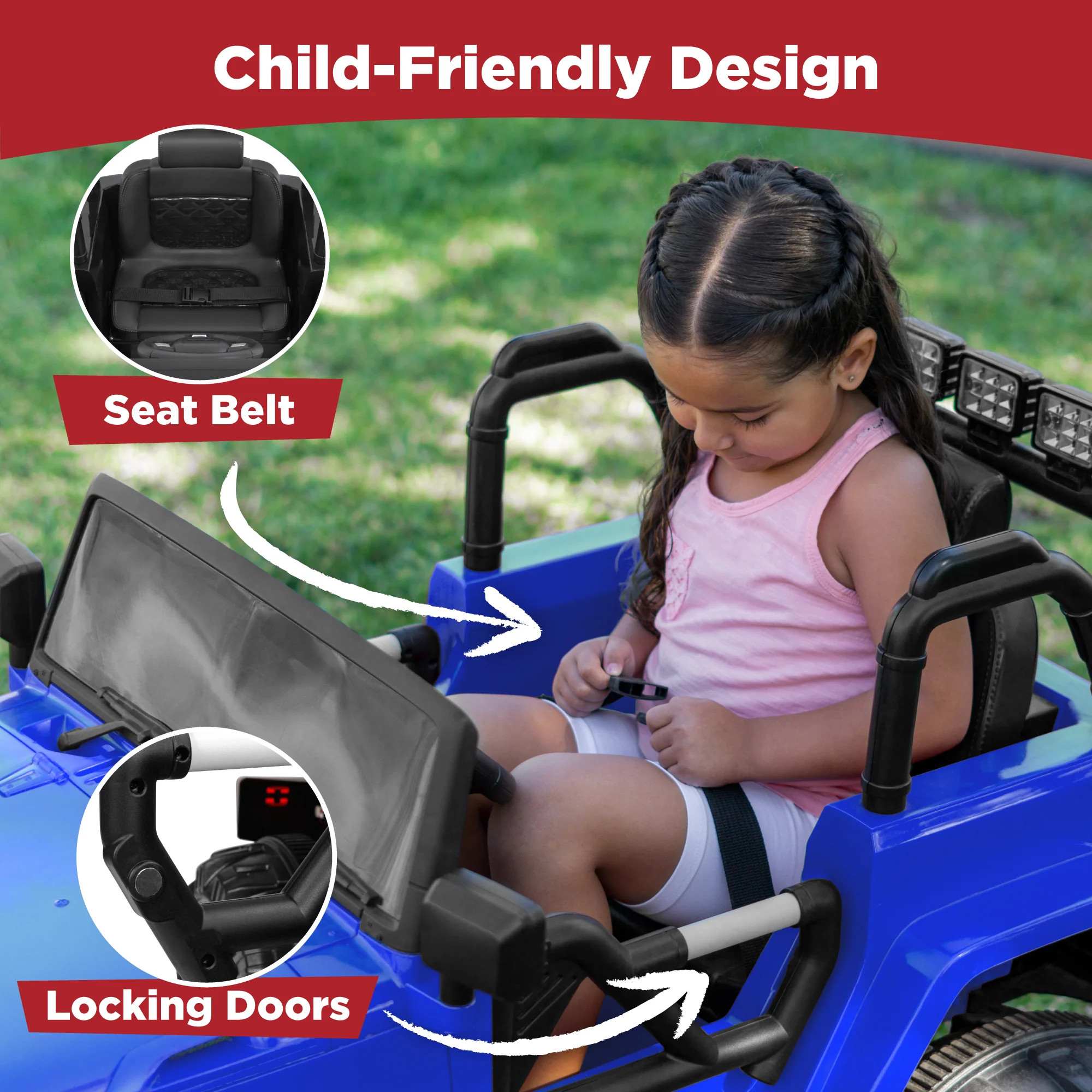 Jumbo 12V Kids Electric Ride On Car with Parent Remote, Seat Harness - Image 82
