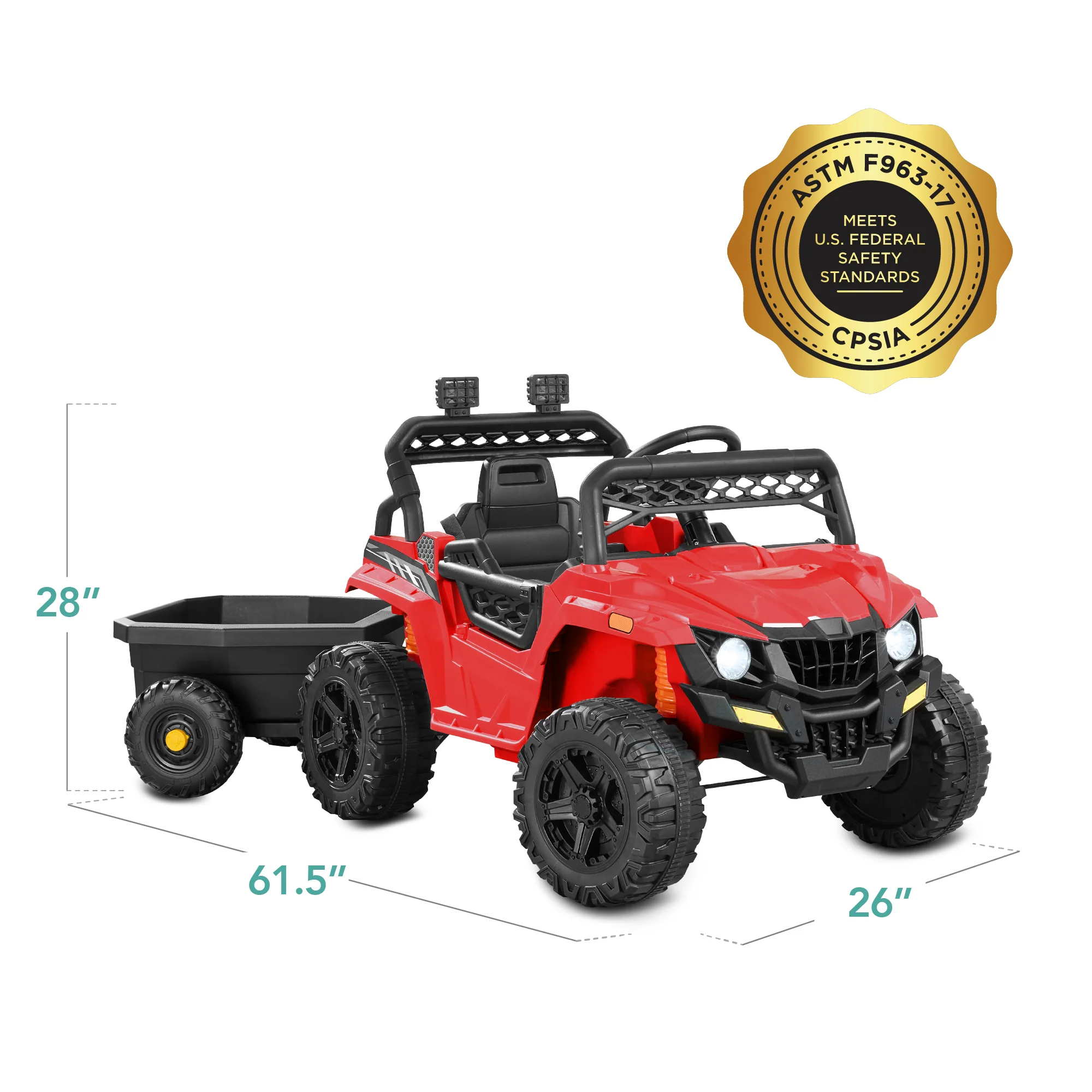 12V Kids Ride-On UTV and Trailer w/Parent Remote Control, LED Lights - Image 18