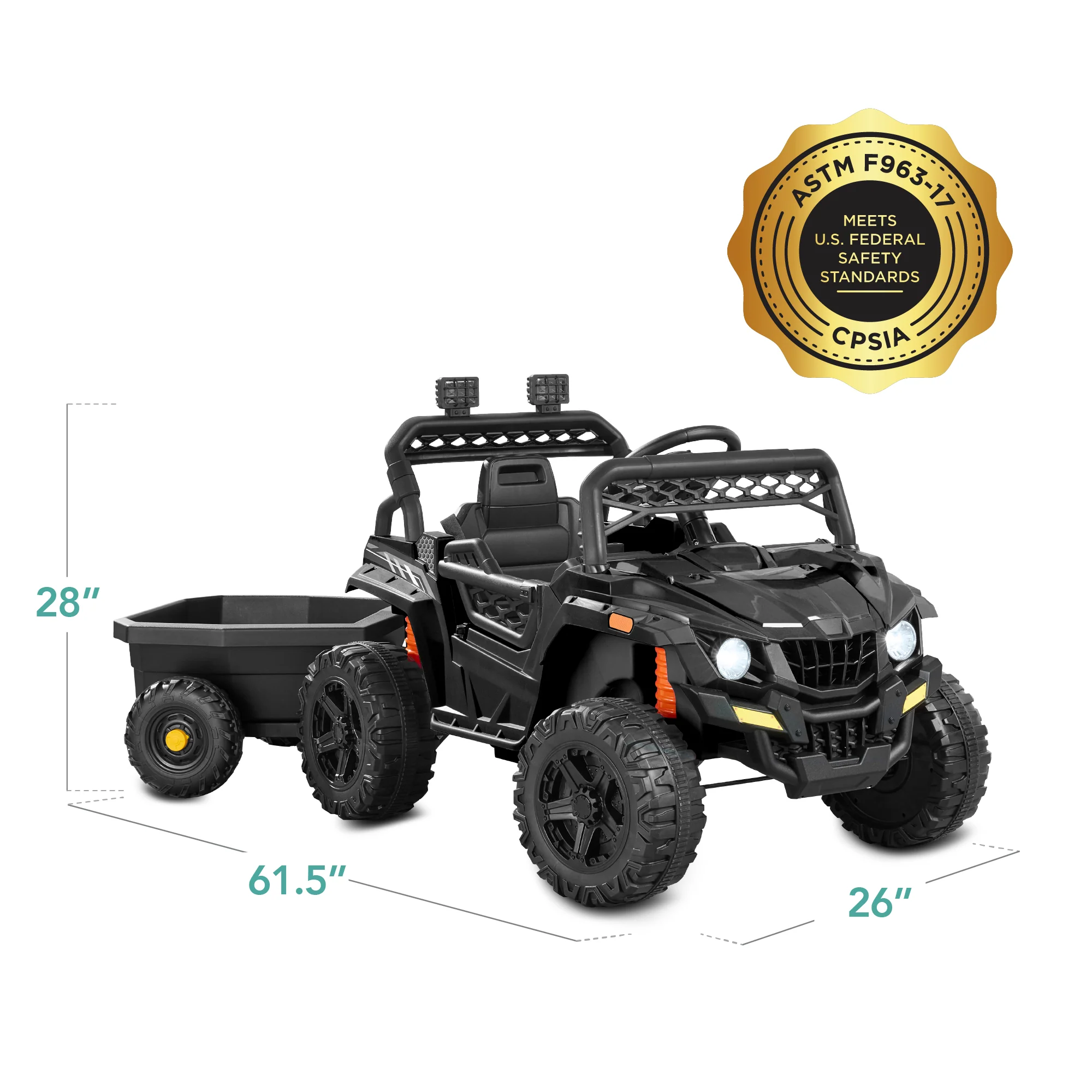 12V Kids Ride-On UTV and Trailer w/Parent Remote Control, LED Lights - Image 54