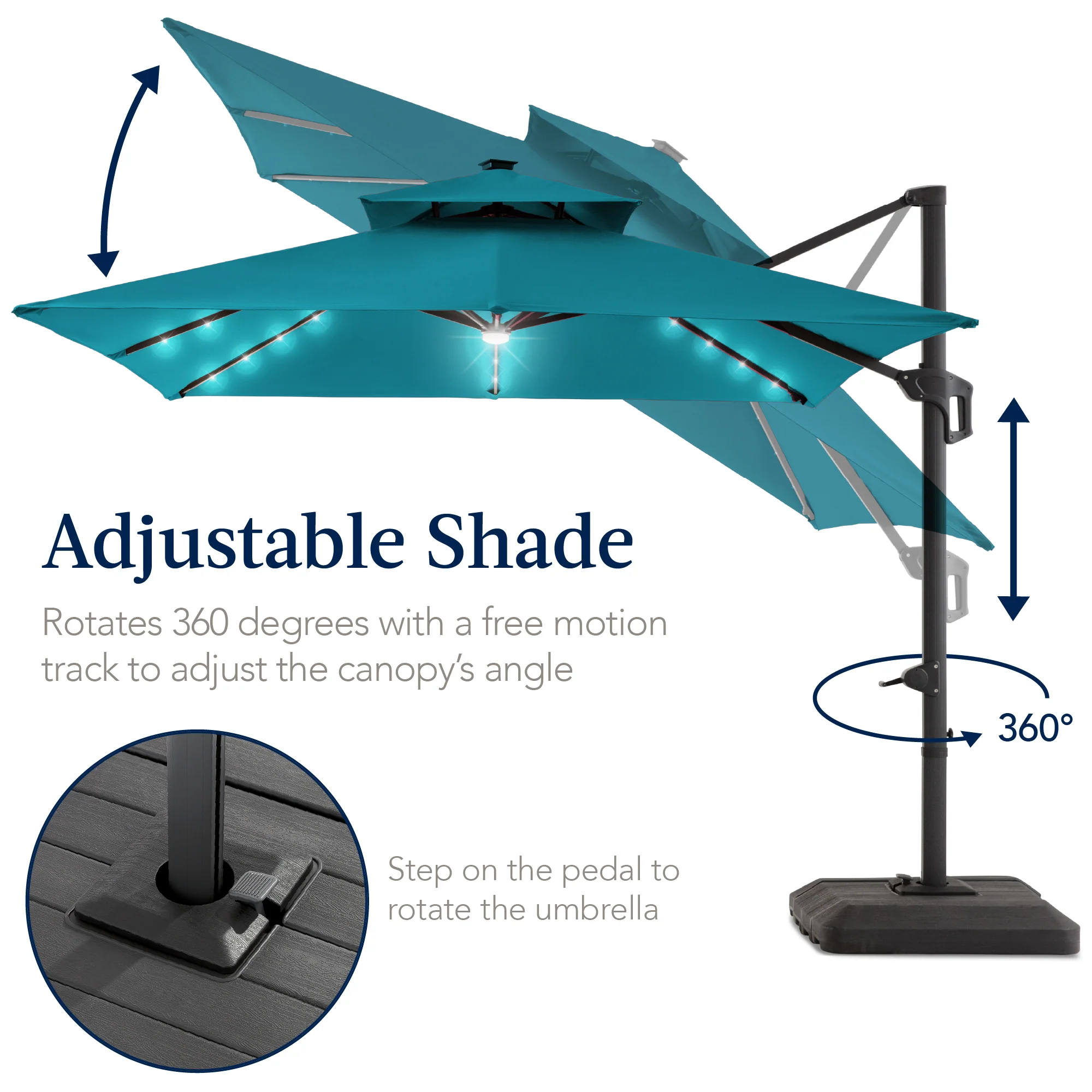 12x12ft 2-Tier Outdoor Solar LED Cantilever Patio Umbrella - Image 101