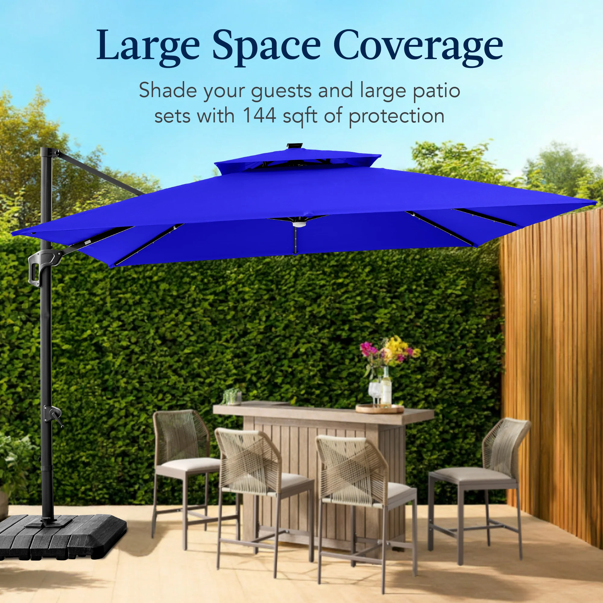 12x12ft 2-Tier Outdoor Solar LED Cantilever Patio Umbrella - Image 12