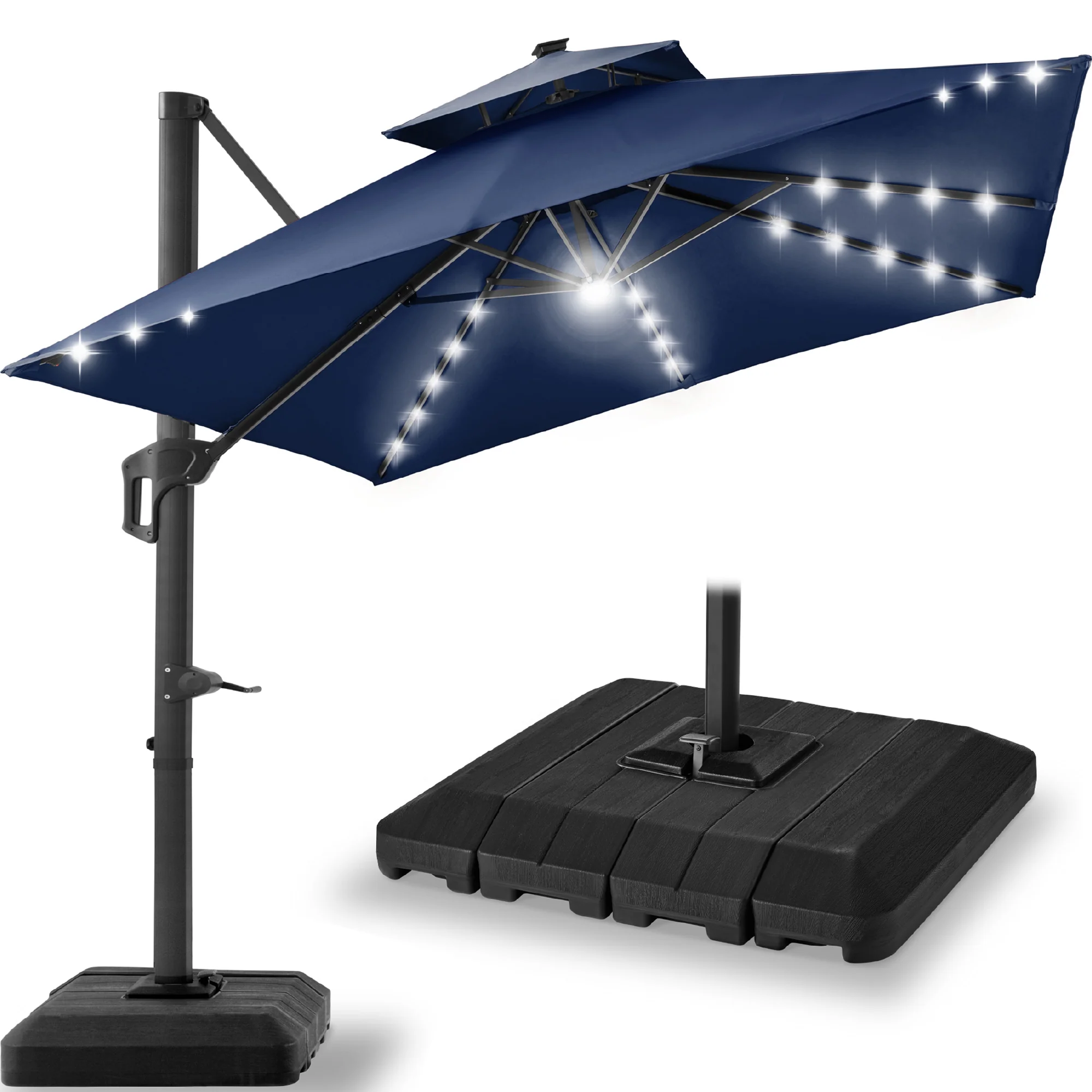 12x12ft 2-Tier Outdoor Solar LED Cantilever Patio Umbrella - Image 121