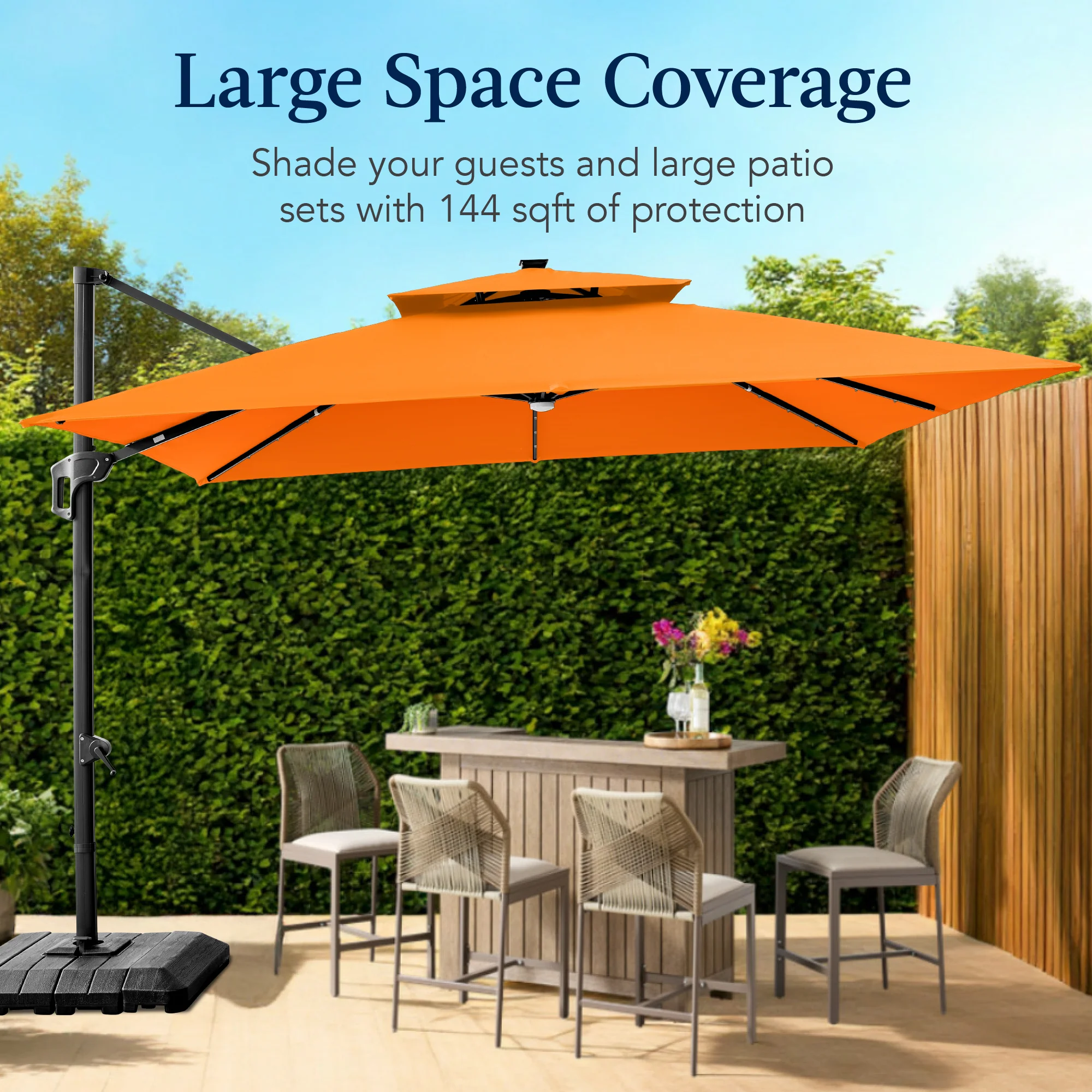 12x12ft 2-Tier Outdoor Solar LED Cantilever Patio Umbrella - Image 131