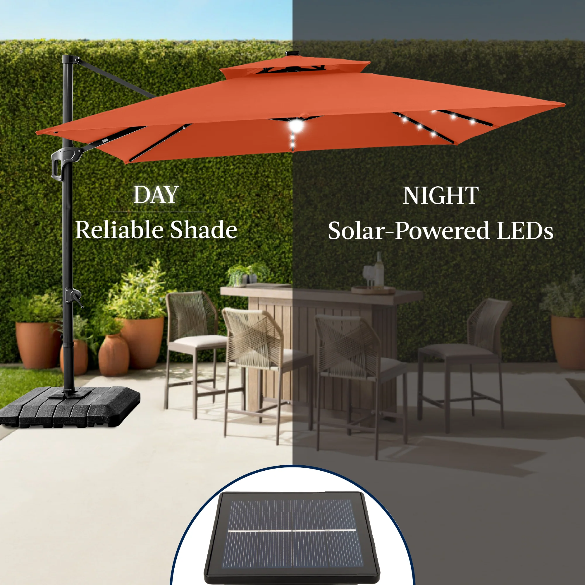 12x12ft 2-Tier Outdoor Solar LED Cantilever Patio Umbrella - Image 141