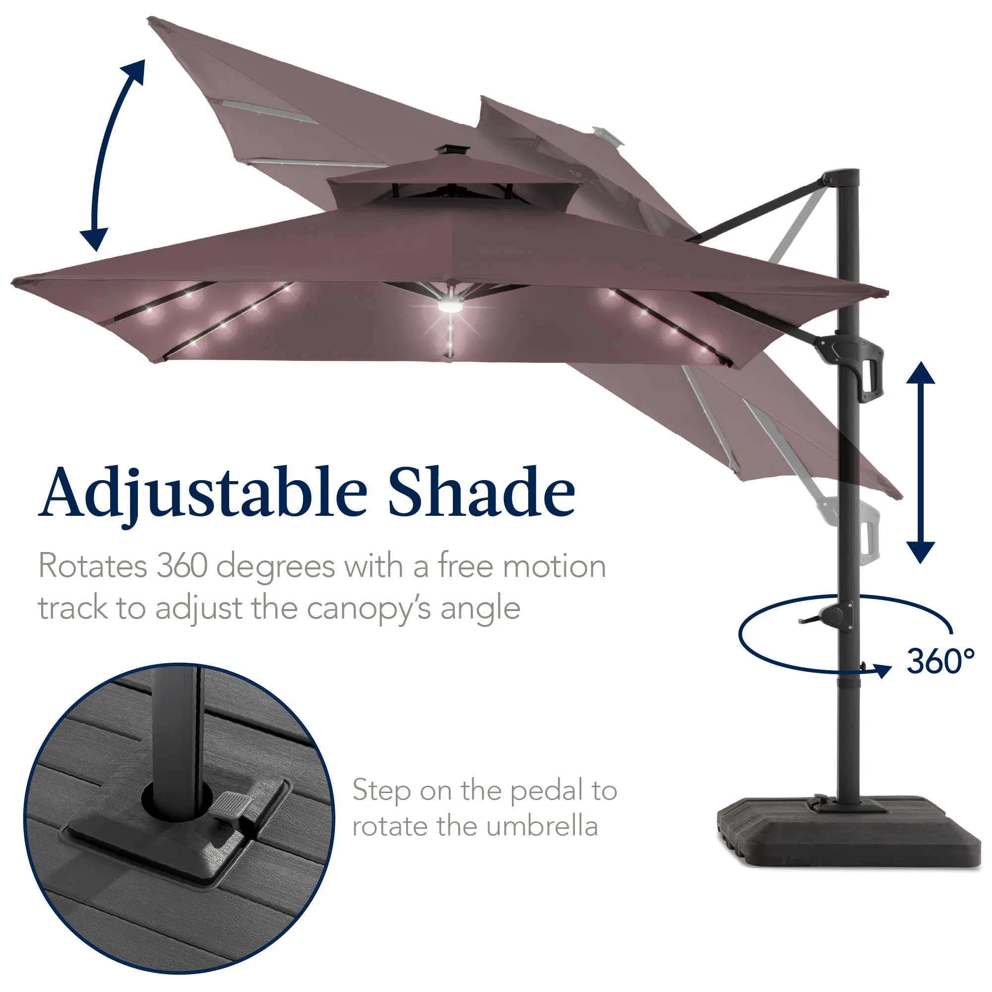 12x12ft 2-Tier Outdoor Solar LED Cantilever Patio Umbrella - Image 37