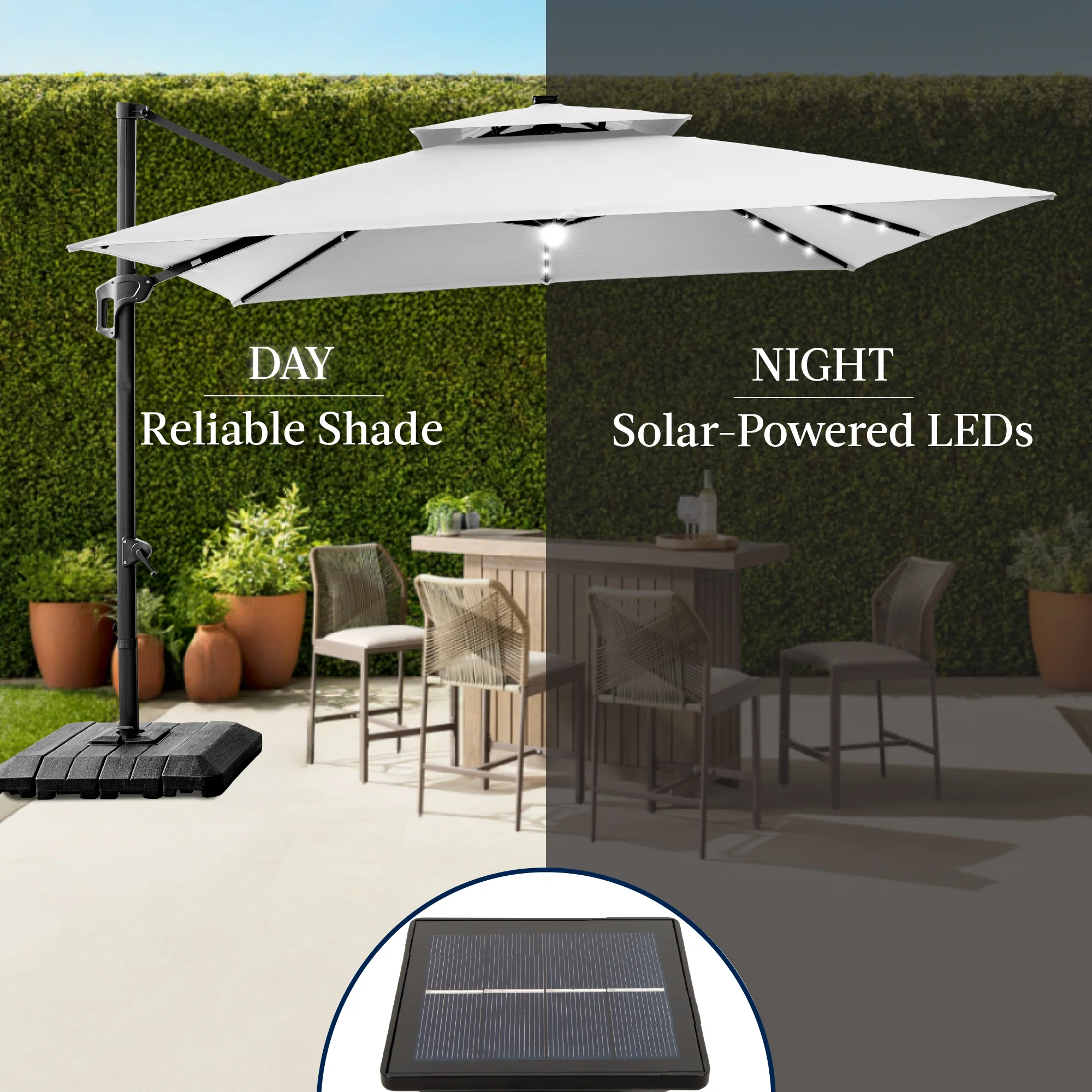 12x12ft 2-Tier Outdoor Solar LED Cantilever Patio Umbrella - Image 46