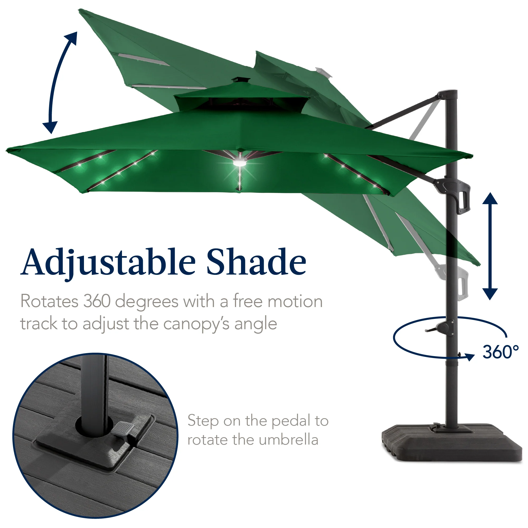 12x12ft 2-Tier Outdoor Solar LED Cantilever Patio Umbrella - Image 69
