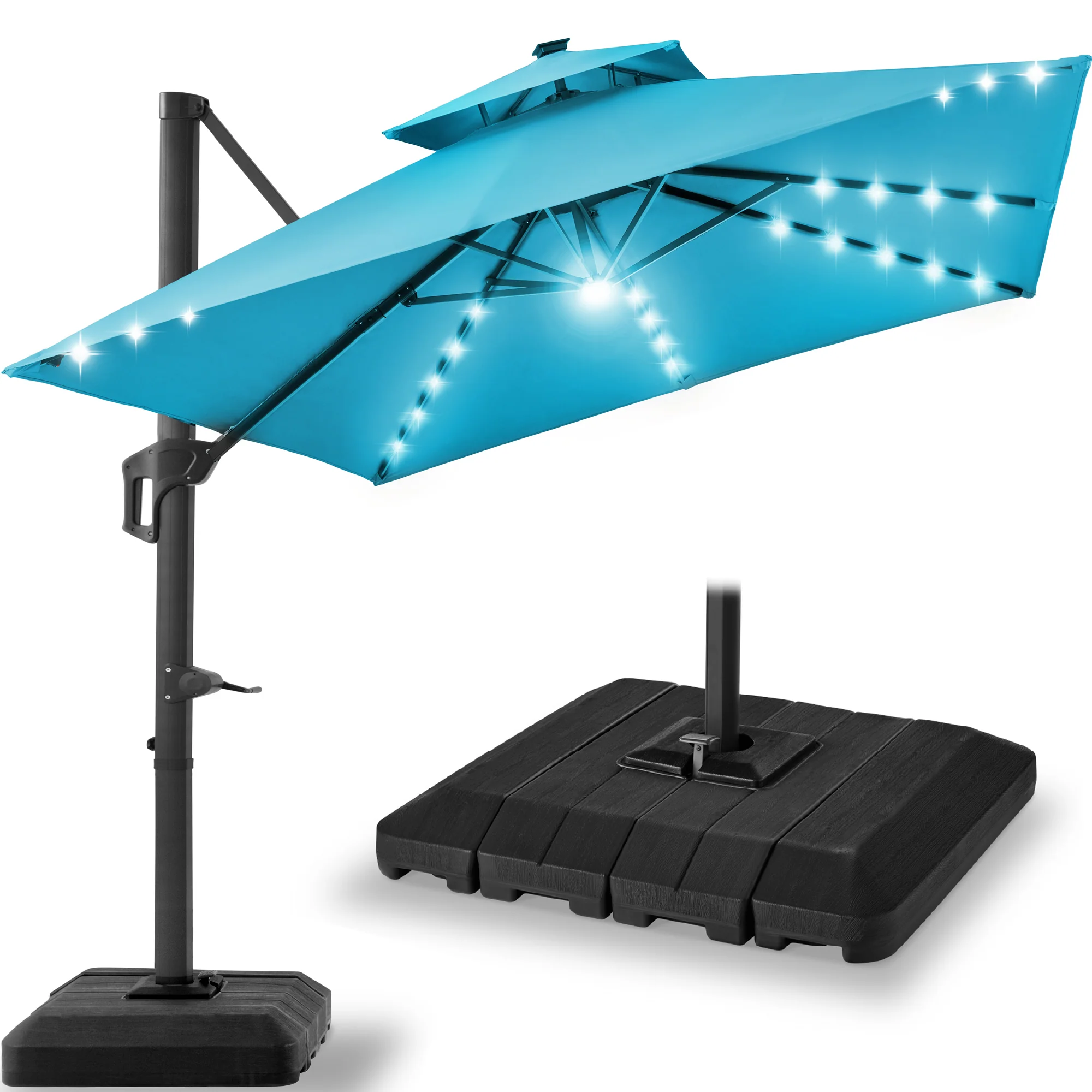 12x12ft 2-Tier Outdoor Solar LED Cantilever Patio Umbrella - Image 73
