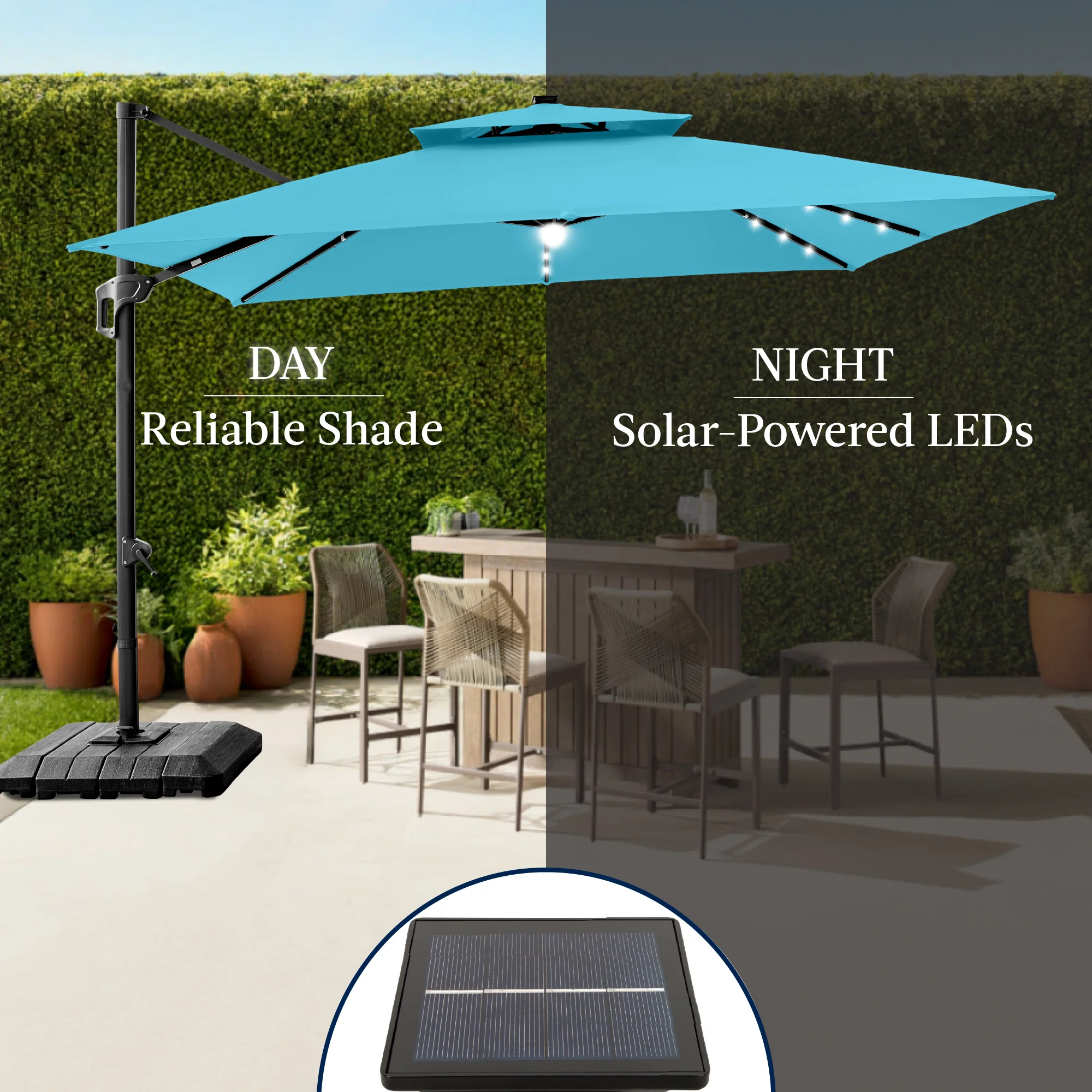 12x12ft 2-Tier Outdoor Solar LED Cantilever Patio Umbrella - Image 78