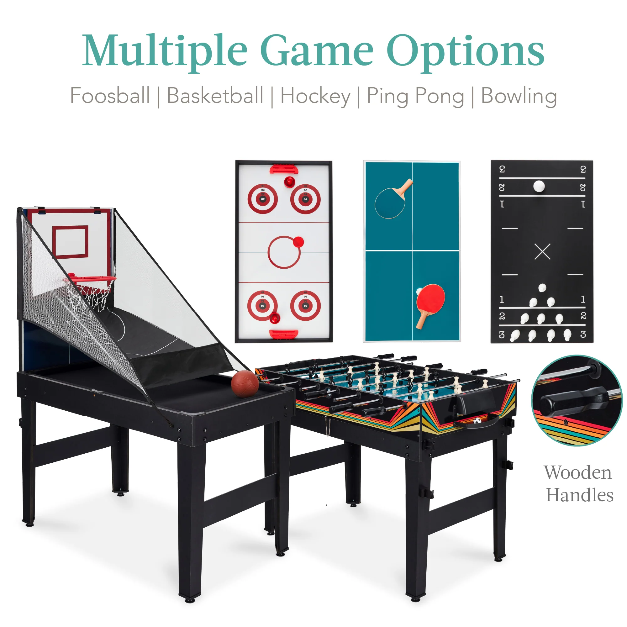 13-in-1 Combo Game Table Set w/ Ping Pong, Foosball, Basketball, Air Hockey - Image 13