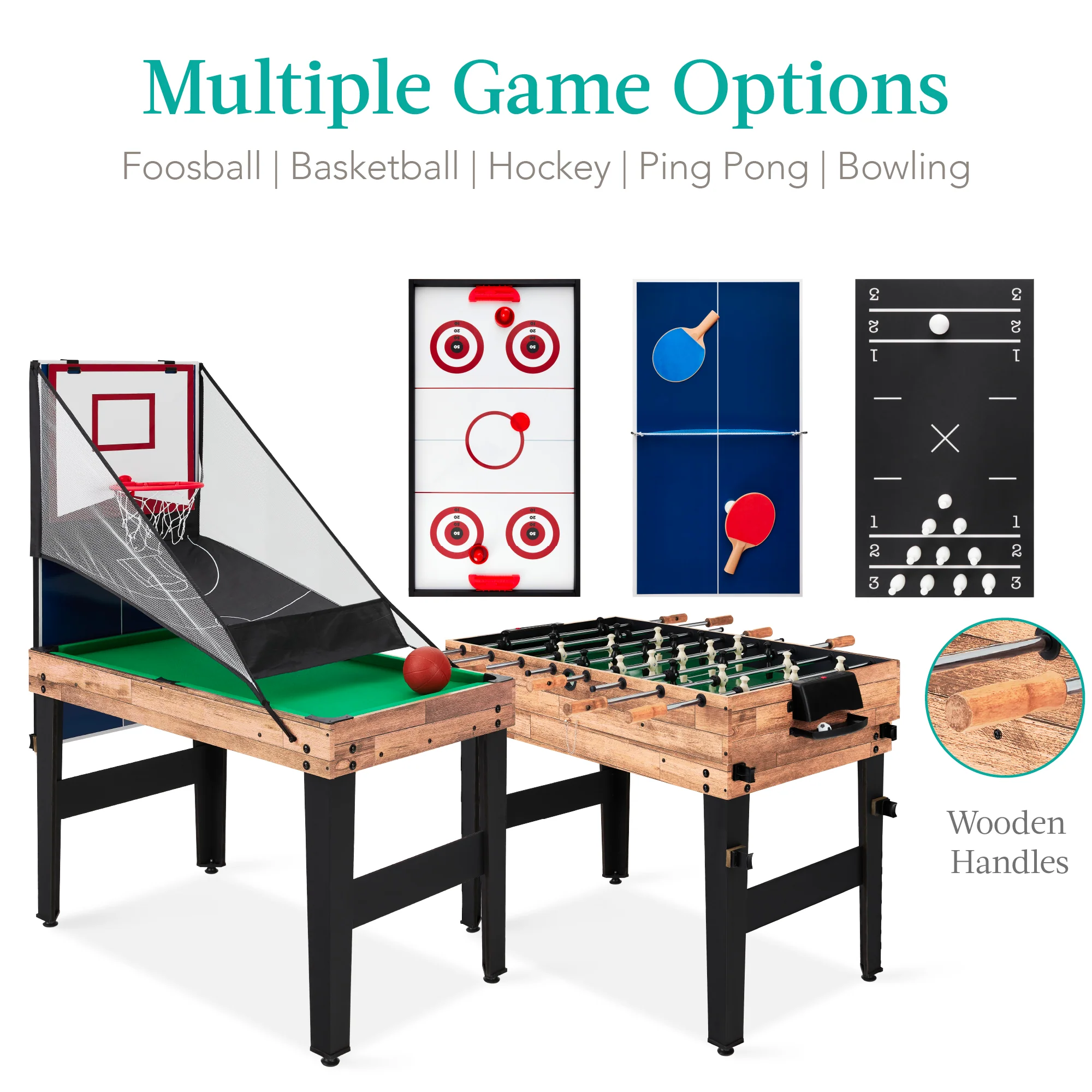 13-in-1 Combo Game Table Set w/ Ping Pong, Foosball, Basketball, Air Hockey - Image 22