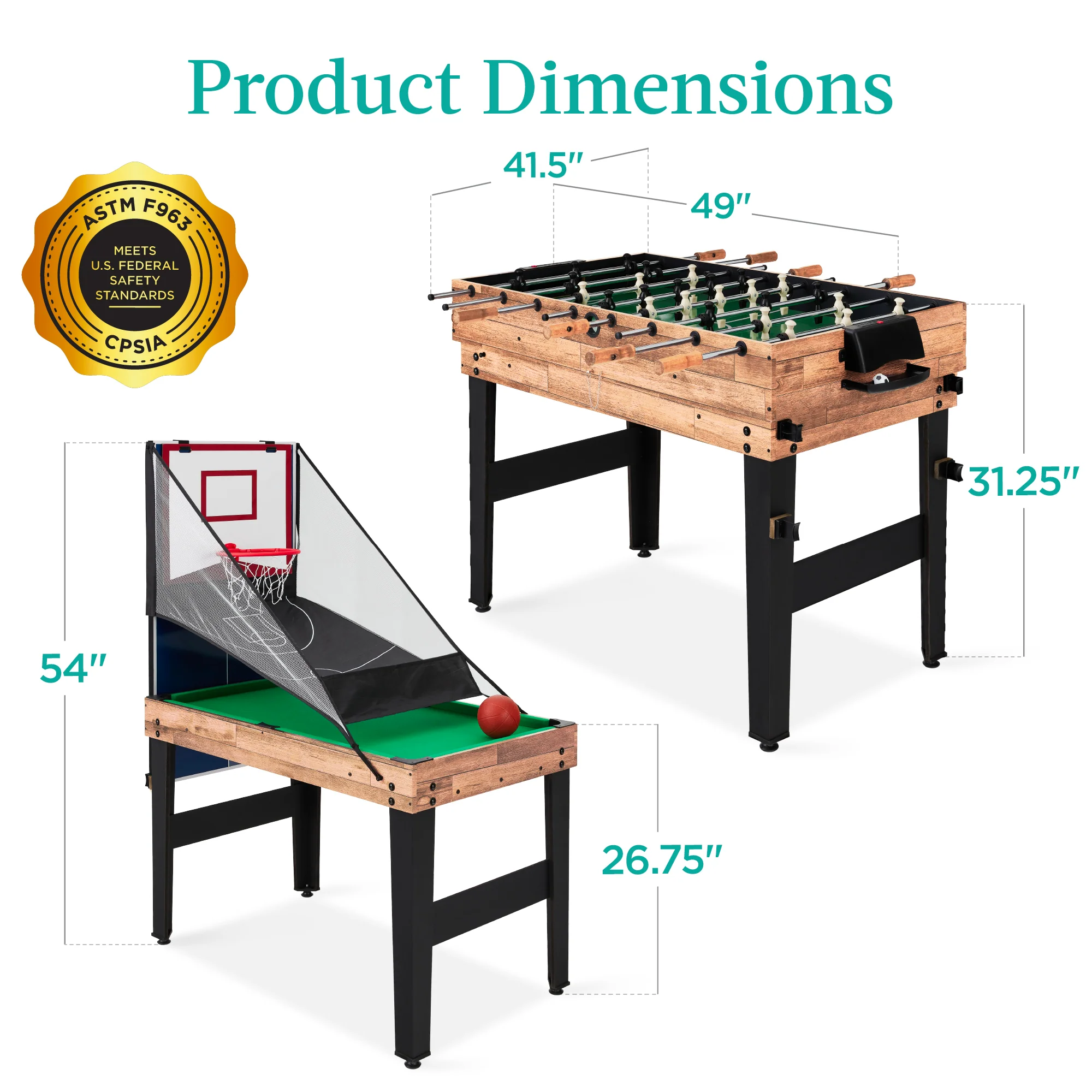 13-in-1 Combo Game Table Set w/ Ping Pong, Foosball, Basketball, Air Hockey - Image 27
