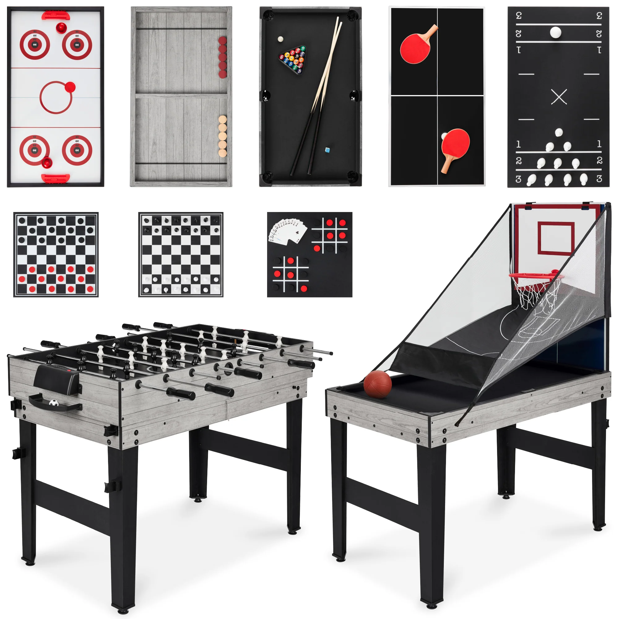 13-in-1 Combo Game Table Set w/ Ping Pong, Foosball, Basketball, Air Hockey - Image 28